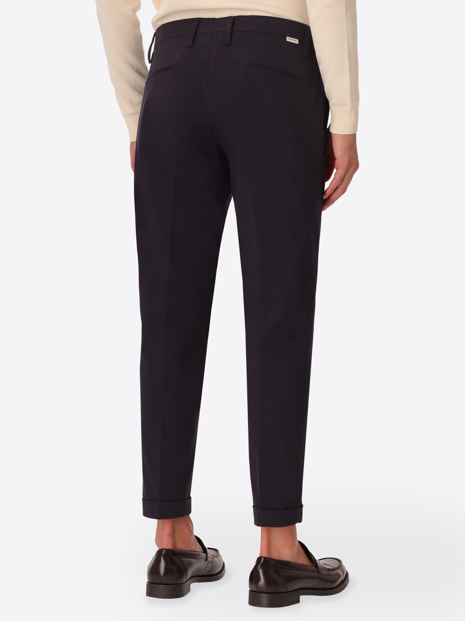 York Mantegna Blue Comfort Cotton Trousers - Model Back View