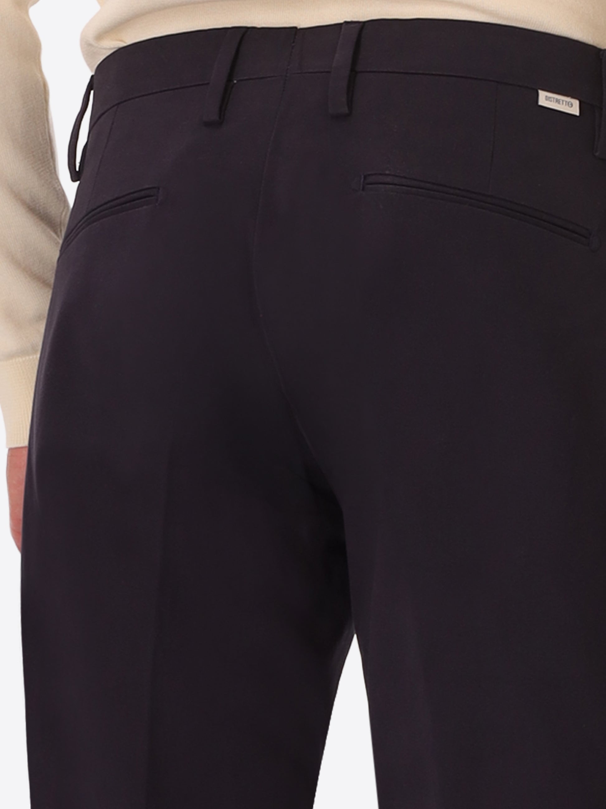 York Mantegna Blue Comfort Cotton Trousers - Close-Up Of The Back Pocket