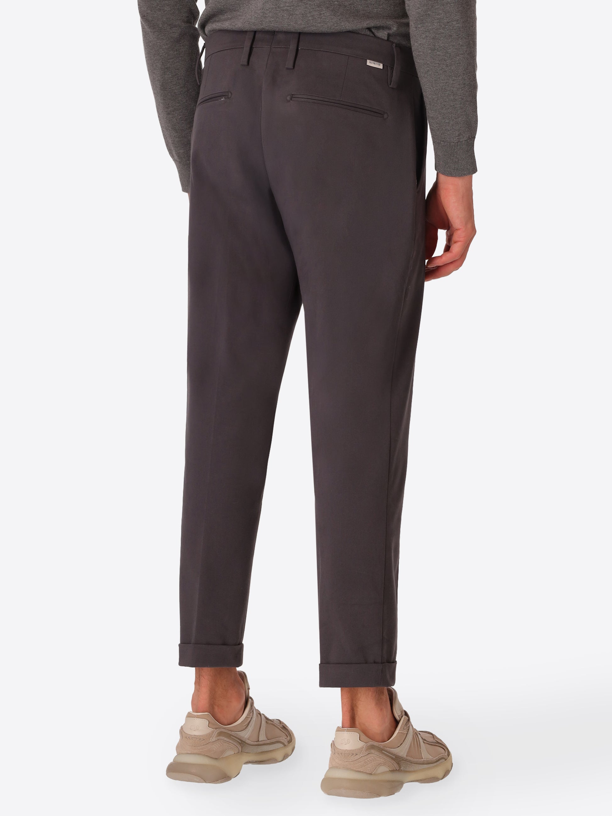 York Mantegna Charcoal Comfort Cotton Trousers - Model Back View
