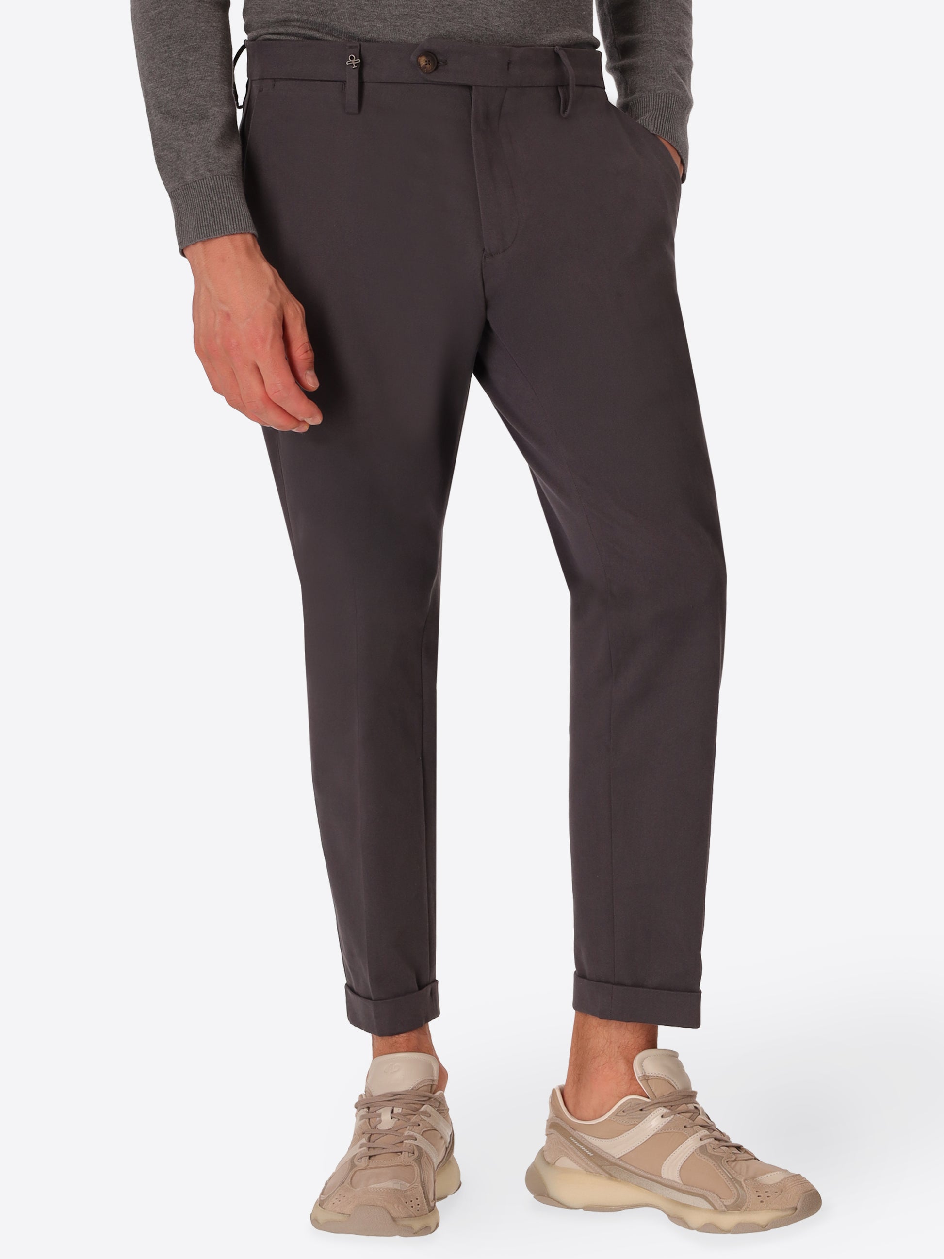 York Mantegna Charcoal Comfort Cotton Trousers - Model Front View