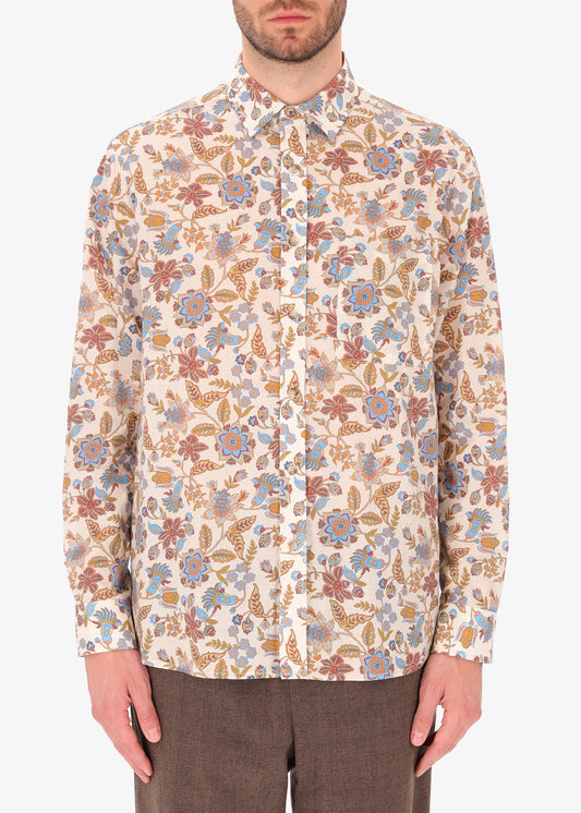 Cotton Floral Print Comfort Shirt Pocket Forte