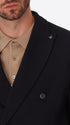 Tiepolo Blue Diagonal-Weave Jersey Double-Breasted Jacket - Close-Up Of The Collar