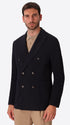 Tiepolo Blue Diagonal-Weave Jersey Double-Breasted Jacket - Model Front View