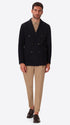 Tiepolo Blue Diagonal-Weave Jersey Double-Breasted Jacket - Model Full Body Shot