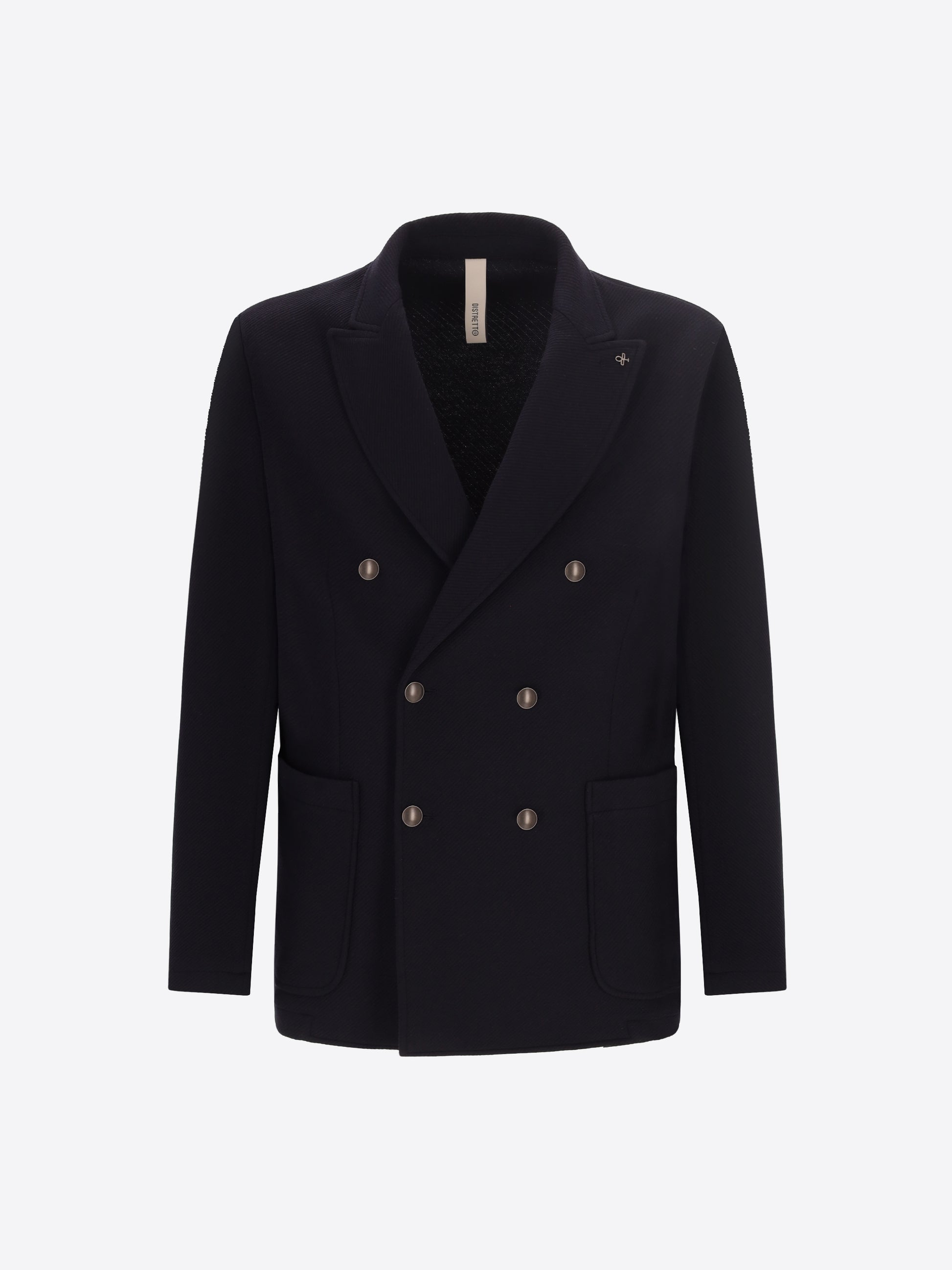 Distretto12 Tiepolo Blue Diagonal-Weave Jersey Double-Breasted Jacket - Product Still Life