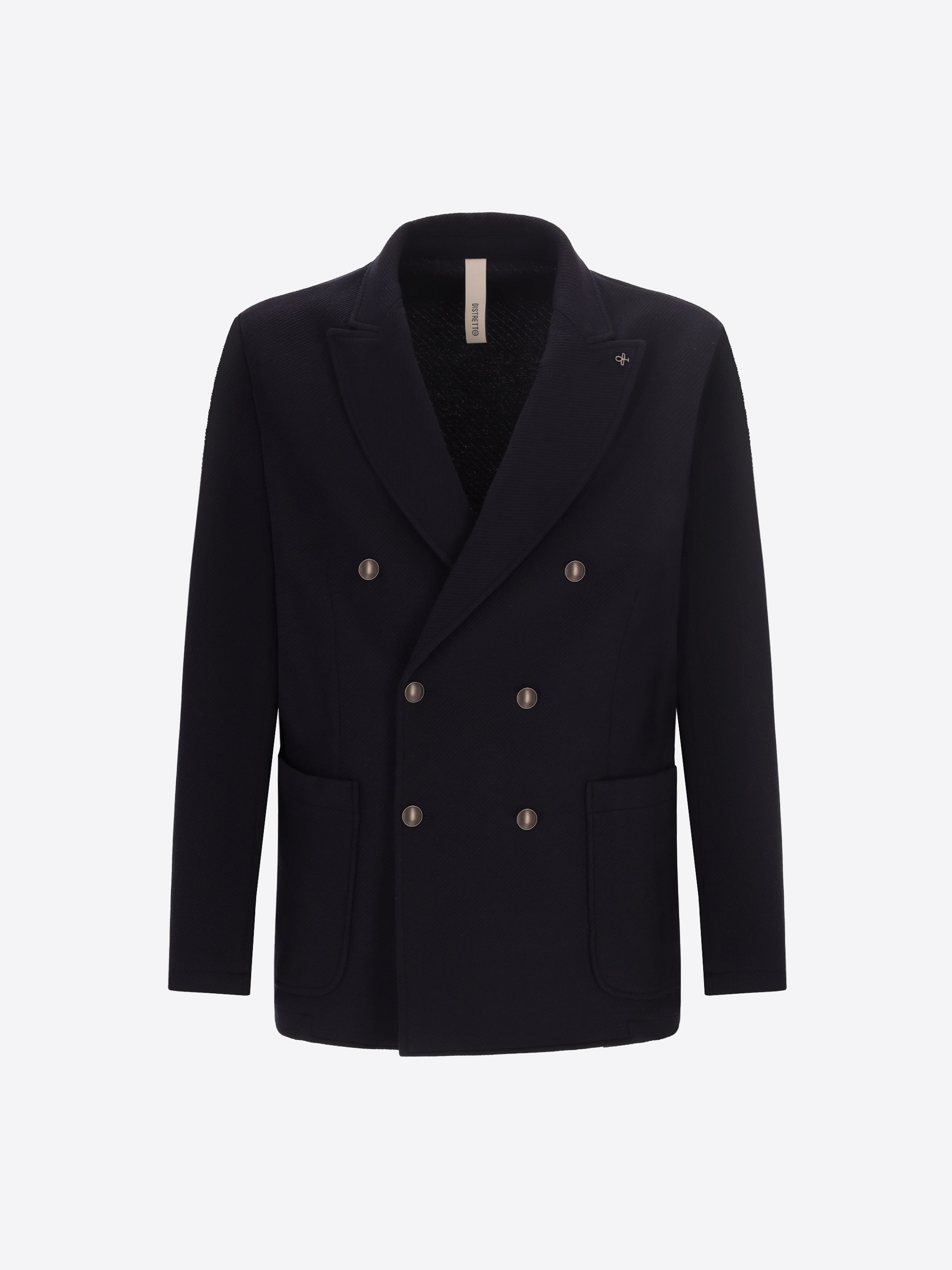 Distretto12 Tiepolo Blue Diagonal-Weave Jersey Double-Breasted Jacket - Product Still Life