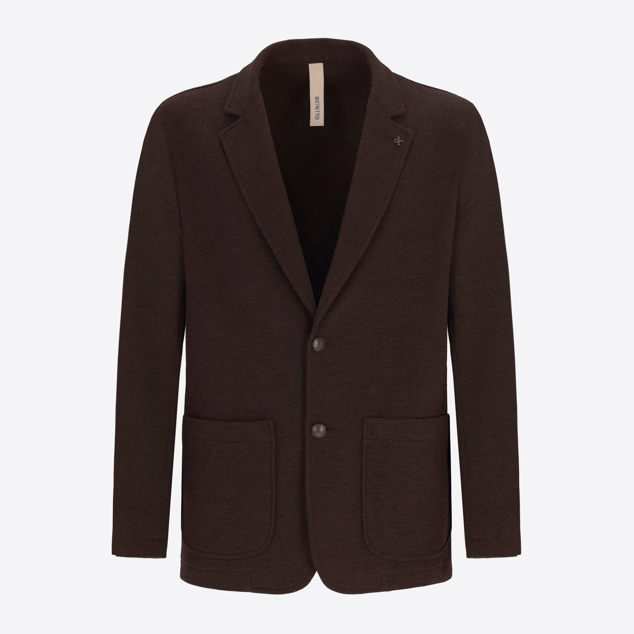 Distretto12 Tiepolo Brown Diagonal-Weave Jersey Jacket - Product Still Life
