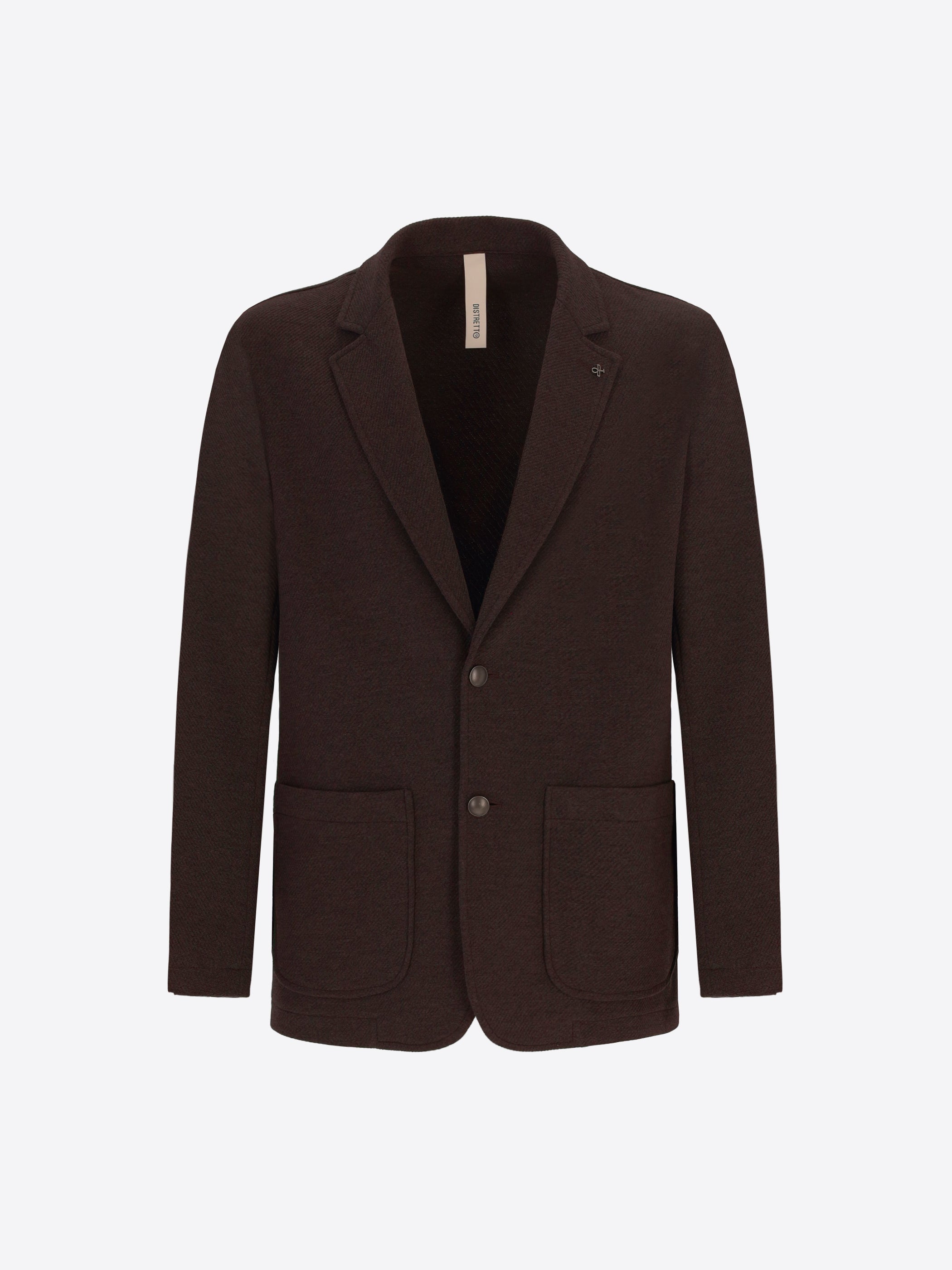 Distretto12 Tiepolo Brown Diagonal-Weave Jersey Jacket - Product Still Life
