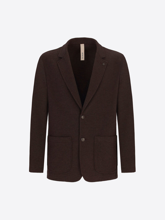 Distretto12 Tiepolo Brown Diagonal-Weave Jersey Jacket - Product Still Life