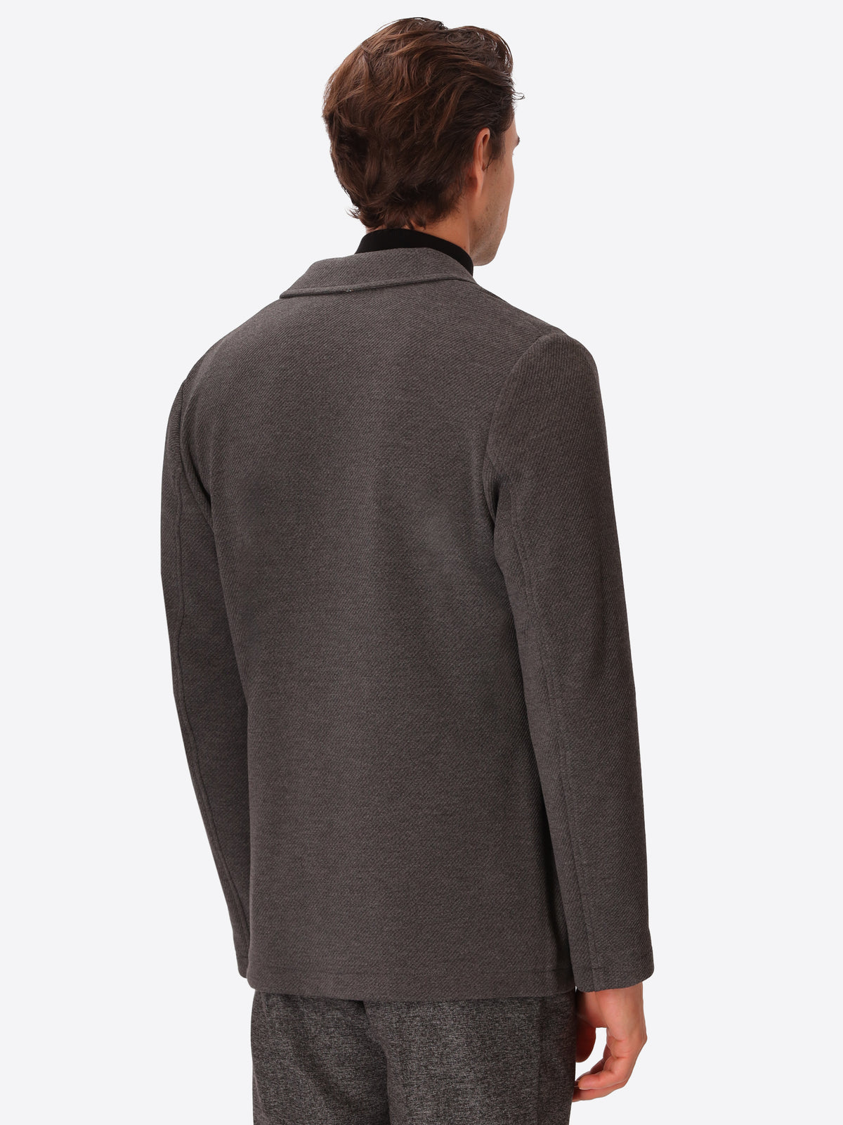Tiepolo Charcoal Diagonal-Weave Jersey Jacket - Model Back View