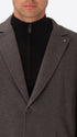 Tiepolo Charcoal Diagonal-Weave Jersey Jacket - Close-Up Of The Collar