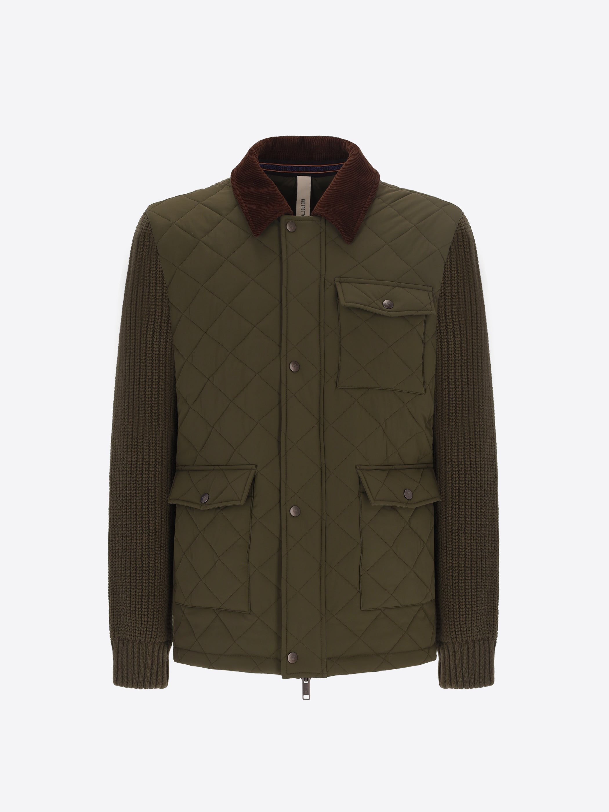 Distretto12 Mondrian Military Diamond-Quilted Technical Nylon With Contrast Velvet Collar Jacket - Product Still Life