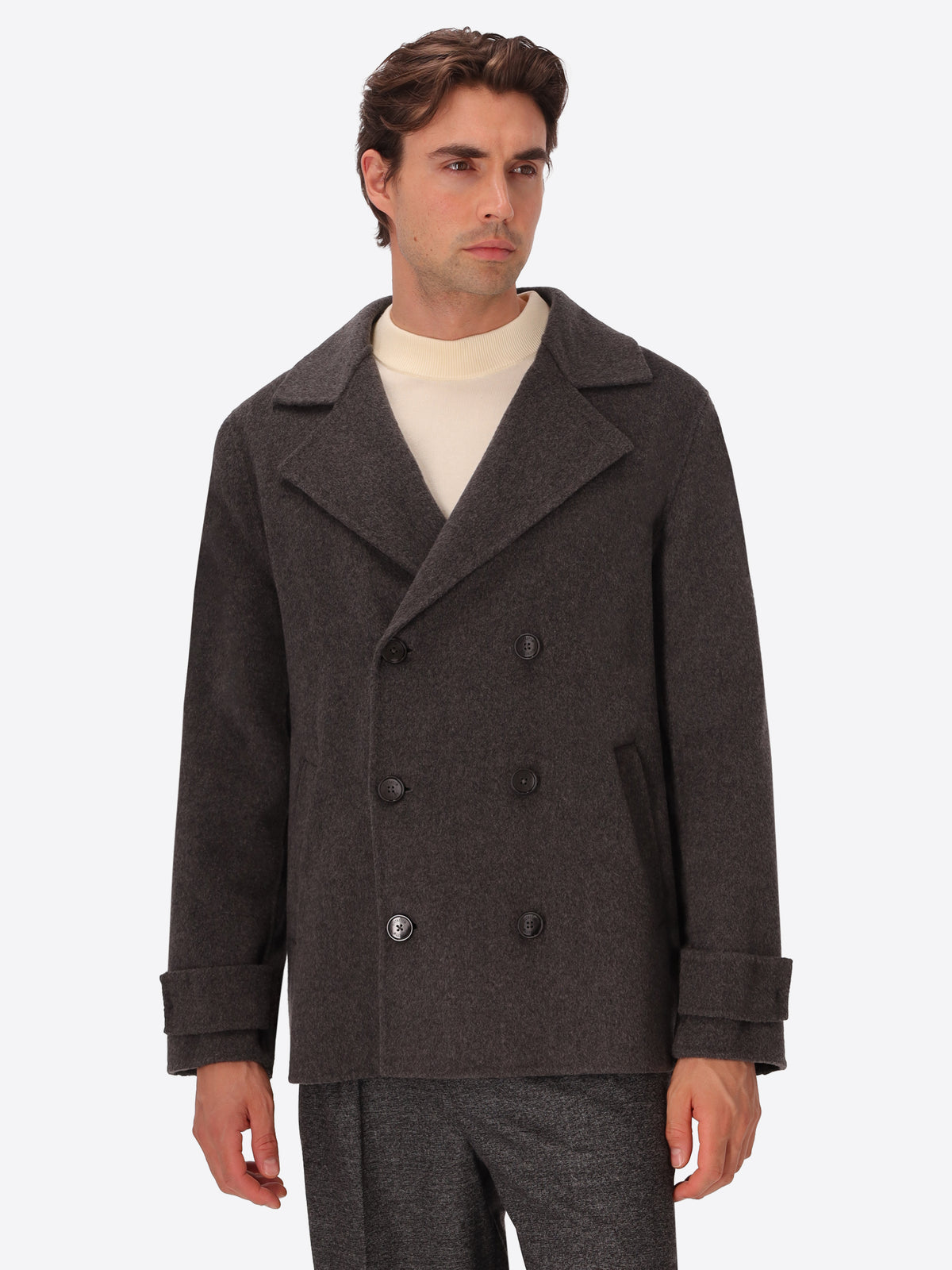 Double-Faced Wool-Blend Peacoat Essex