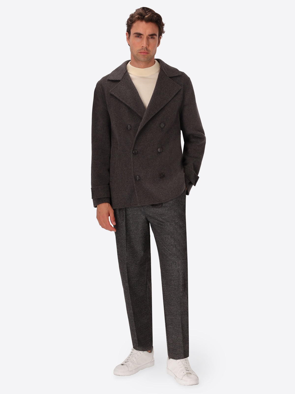 Double-Faced Wool-Blend Peacoat Essex