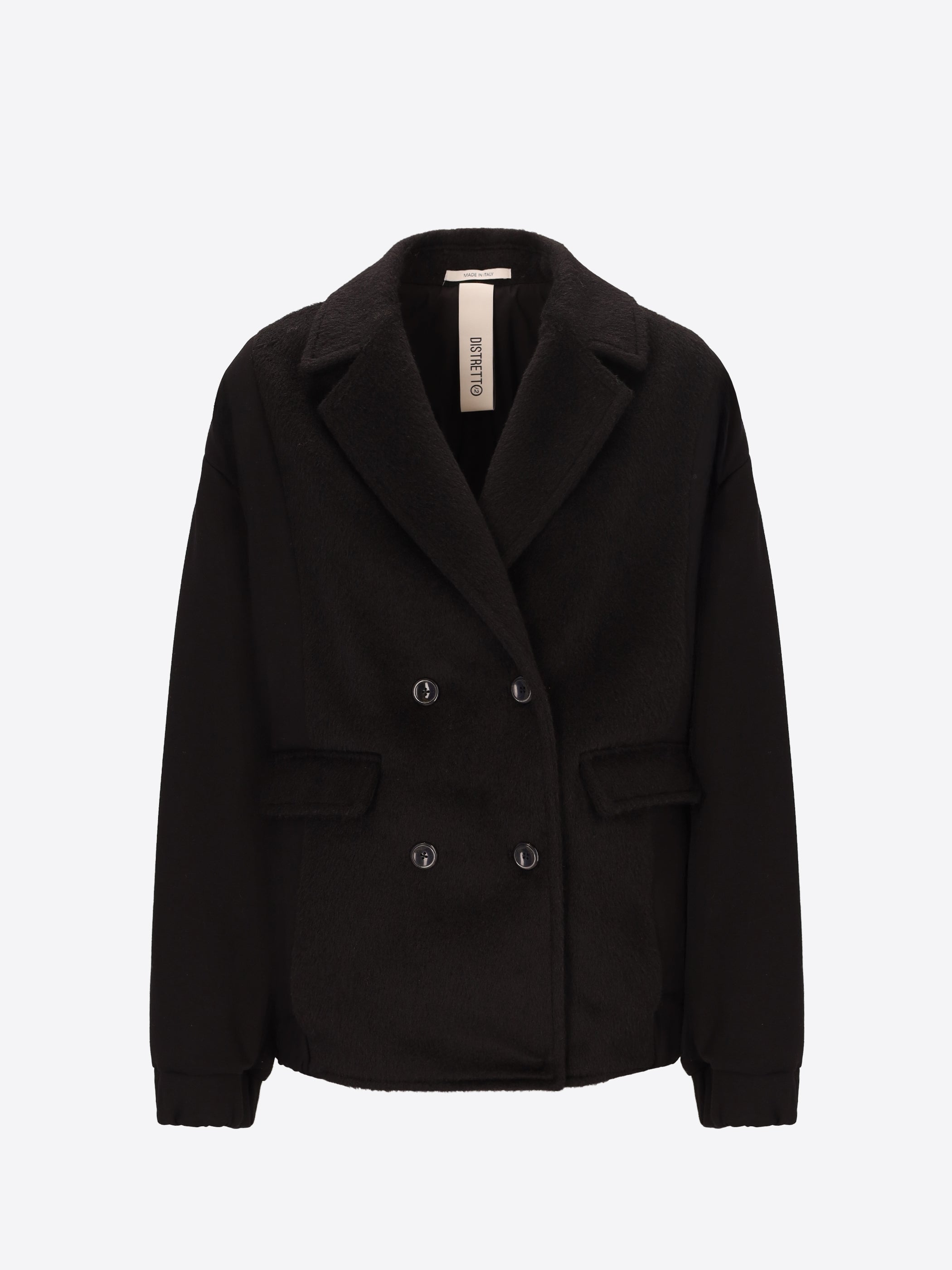 Distretto12 Black Drap-Cloth, Milano-Knit And Nylon Peacoat Calicante - Woman - Product Still Life
