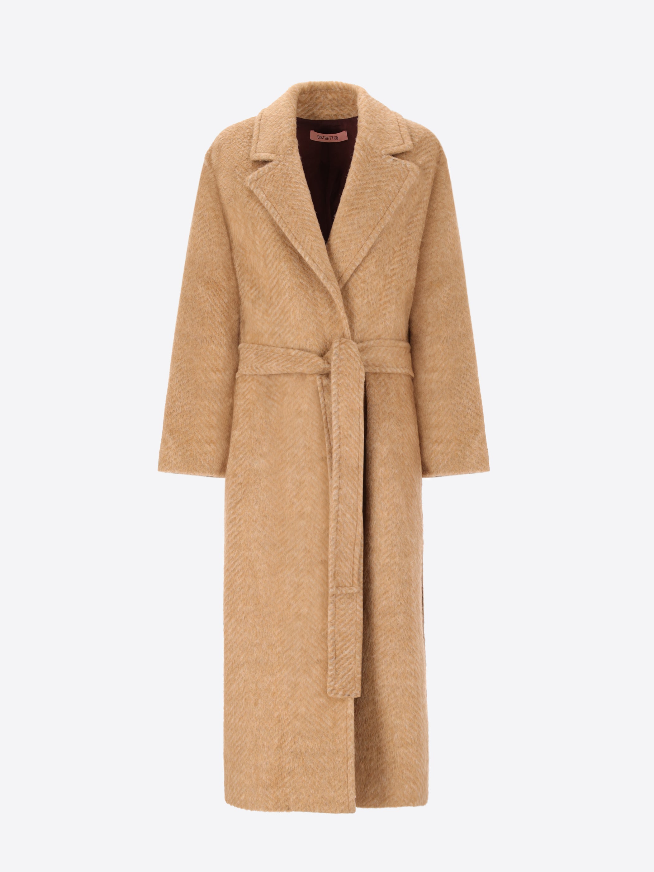Dressing Gown Coat in Herringbone Jacquard Wool-Mohair Blend Caldy - Woman