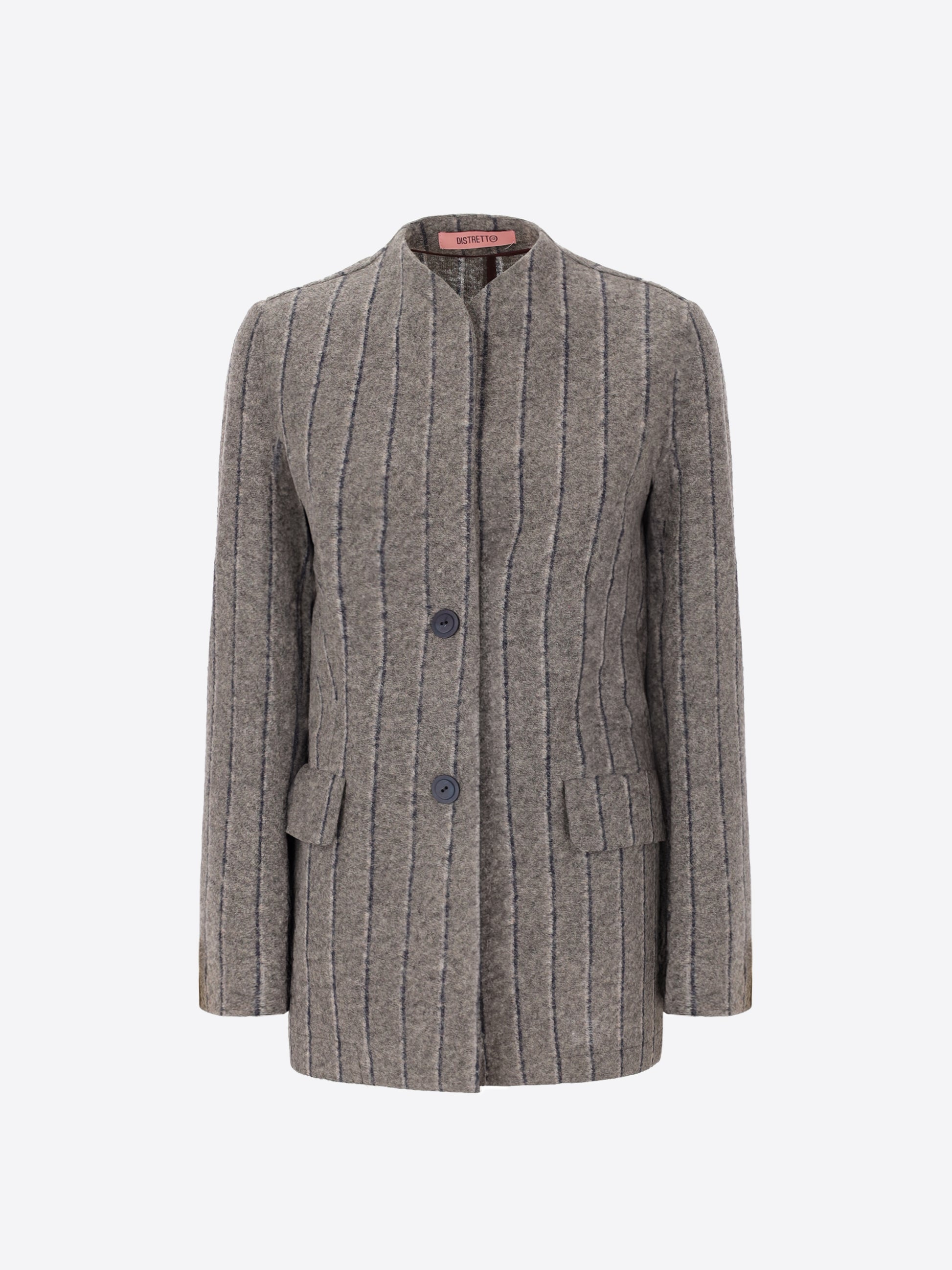 Coreana Jacket in Wool Blend with Double Stripe Pattern Bangor - Woman