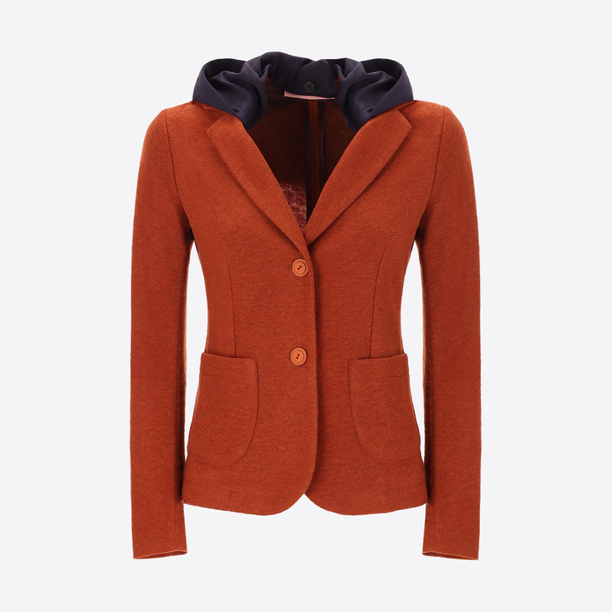 Jacket in Solid and Melange Wool-Blend Fabric Isaia With Detachable Hood - Woman