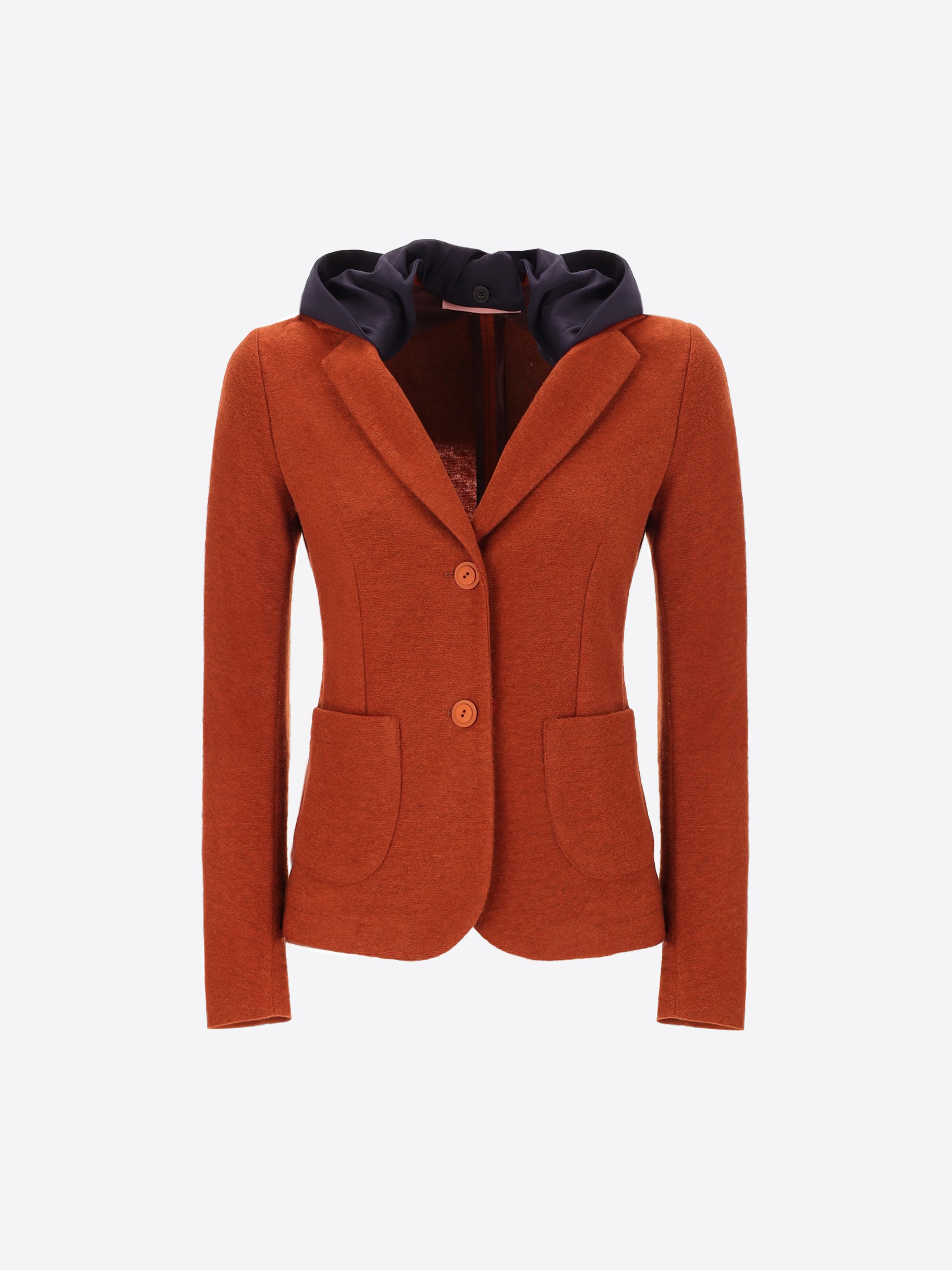 Jacket in Solid and Melange Wool-Blend Fabric Isaia With Detachable Hood - Woman