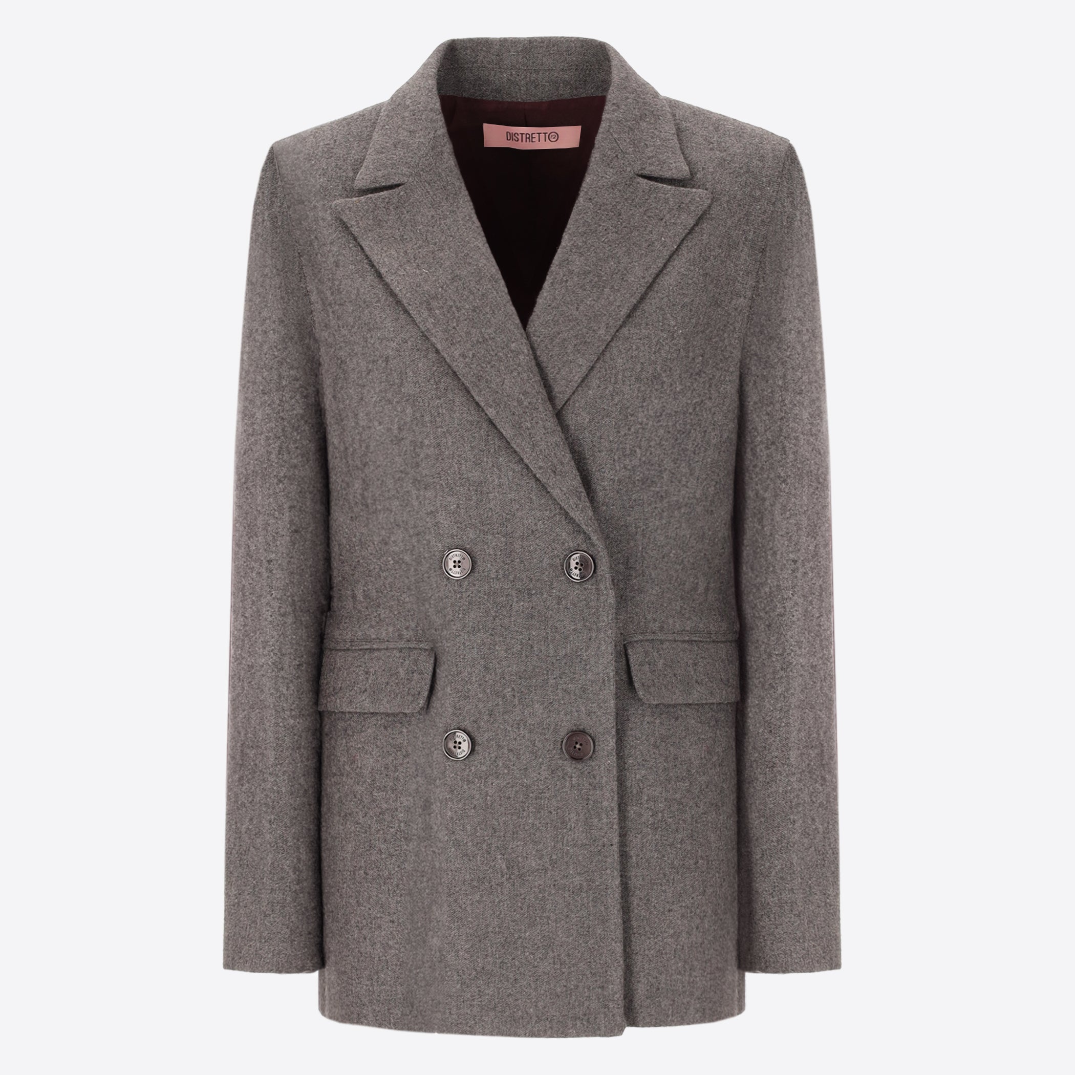 Double Breasted Jacket in Wool-Blend Flannel Melange Castle - Woman