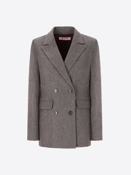 Castle Doppelreihige Jacke aus Wollmischflanell Melange - Woman