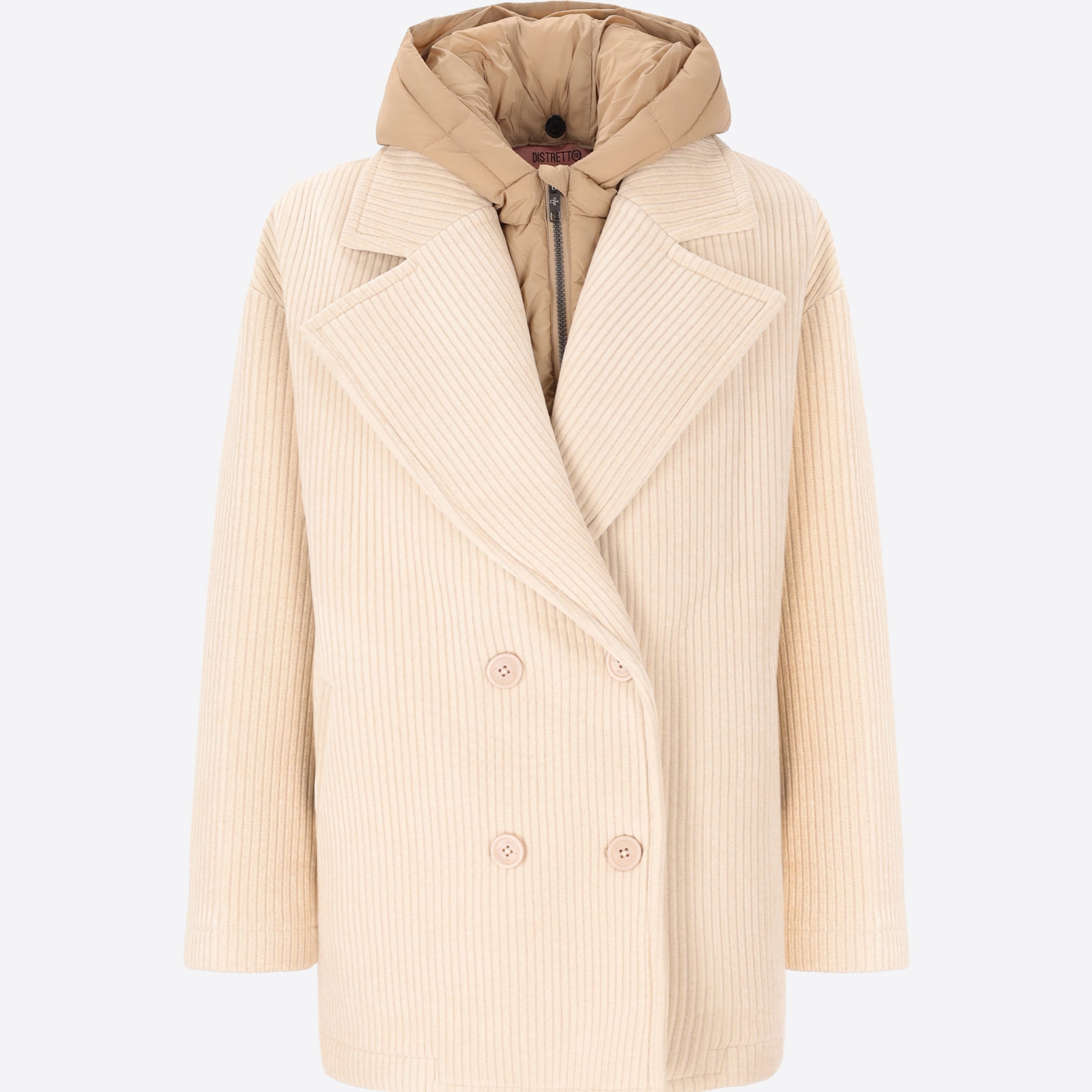 French Rib Corduroy Peacoat with Detachable Hood Alba - Woman