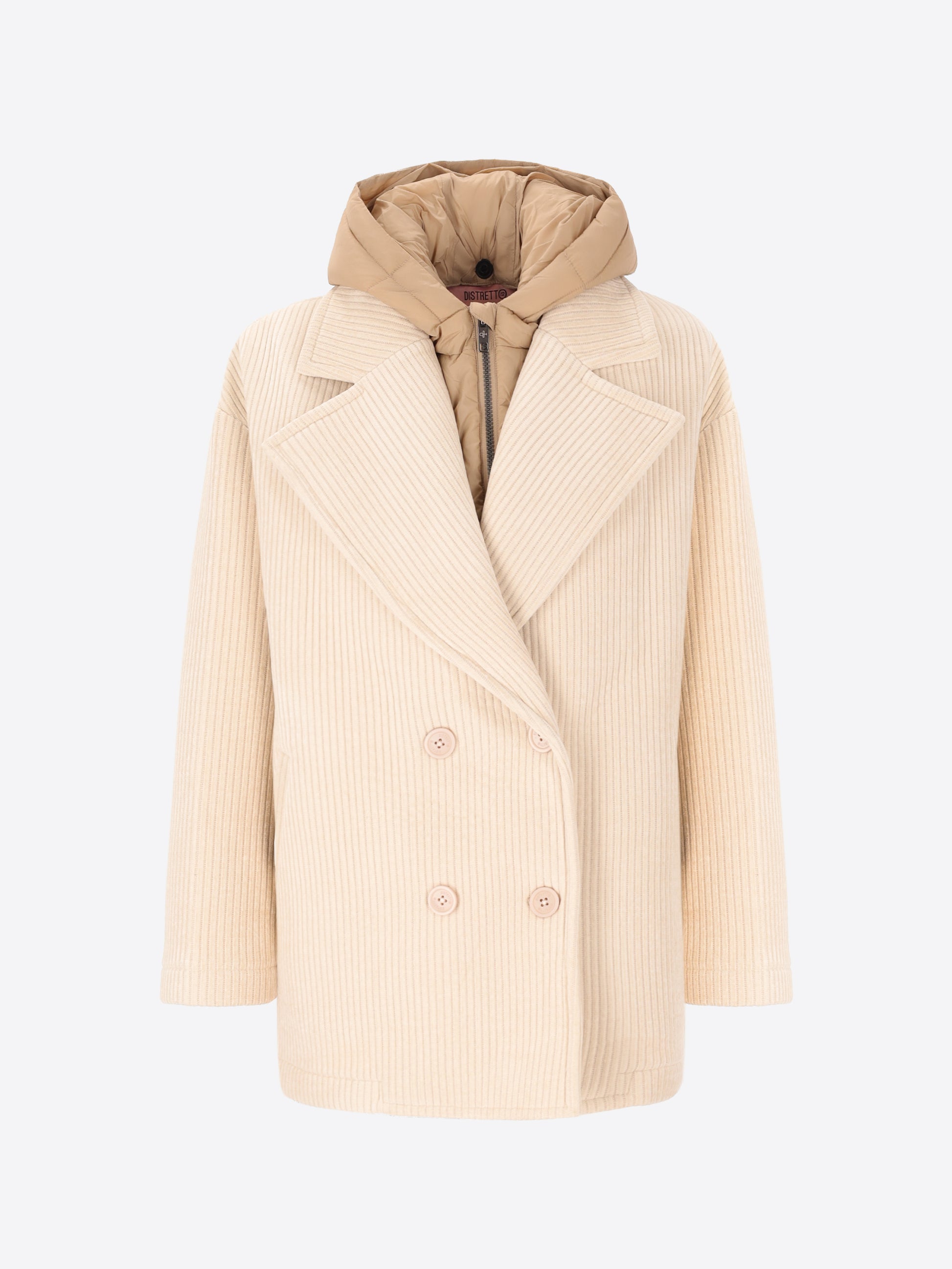 French Rib Corduroy Peacoat with Detachable Hood Alba - Woman