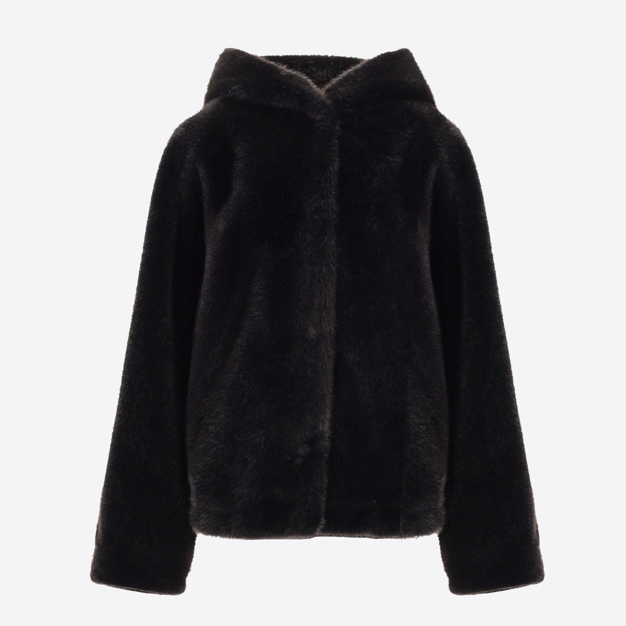 Hooded Bomber in Eco-Fur Fabric Salford  - Woman