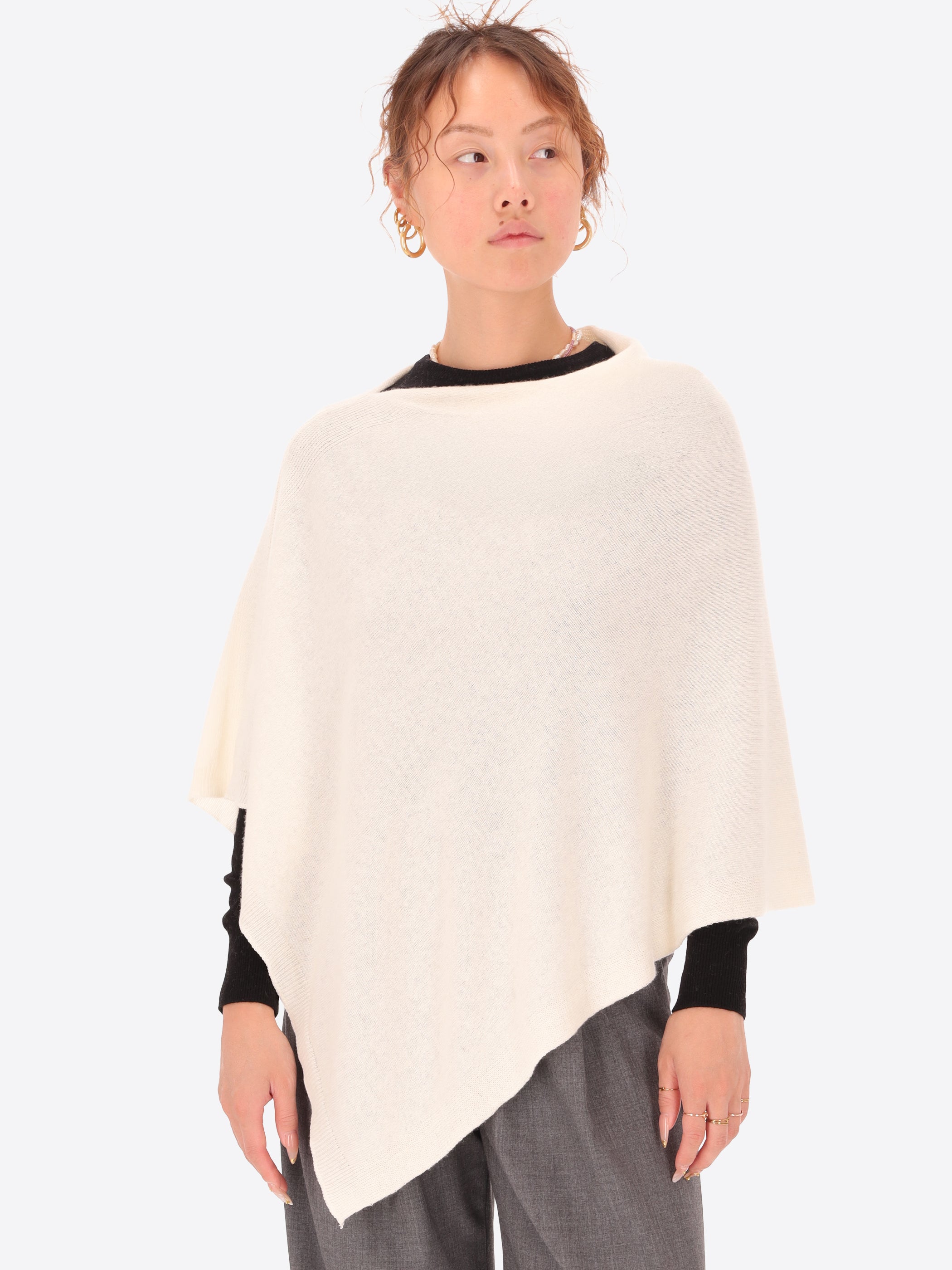 Wool Cashmere Blend Poncho