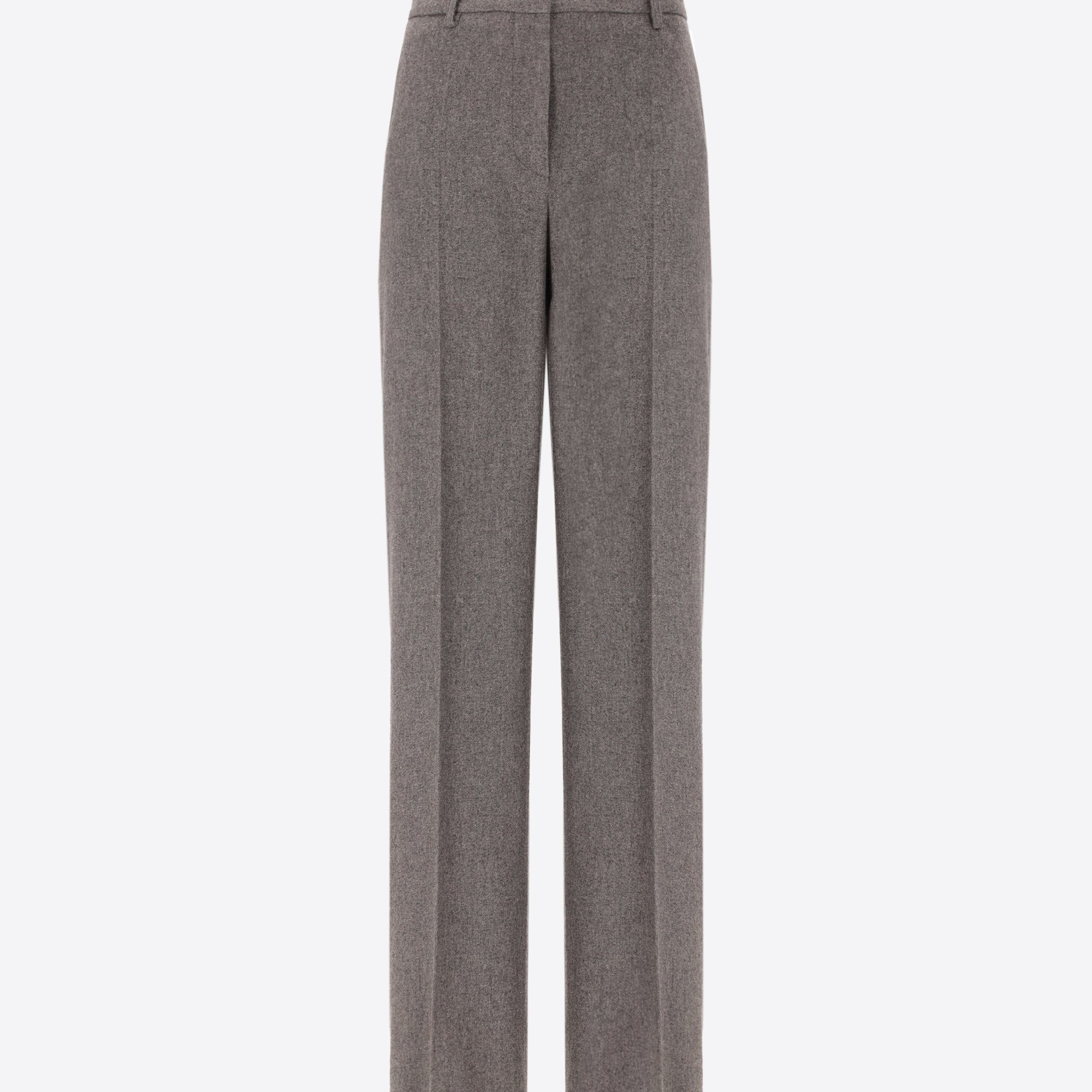Regular Trousers in Wool-Blend Flannel Melange Castle - Woman