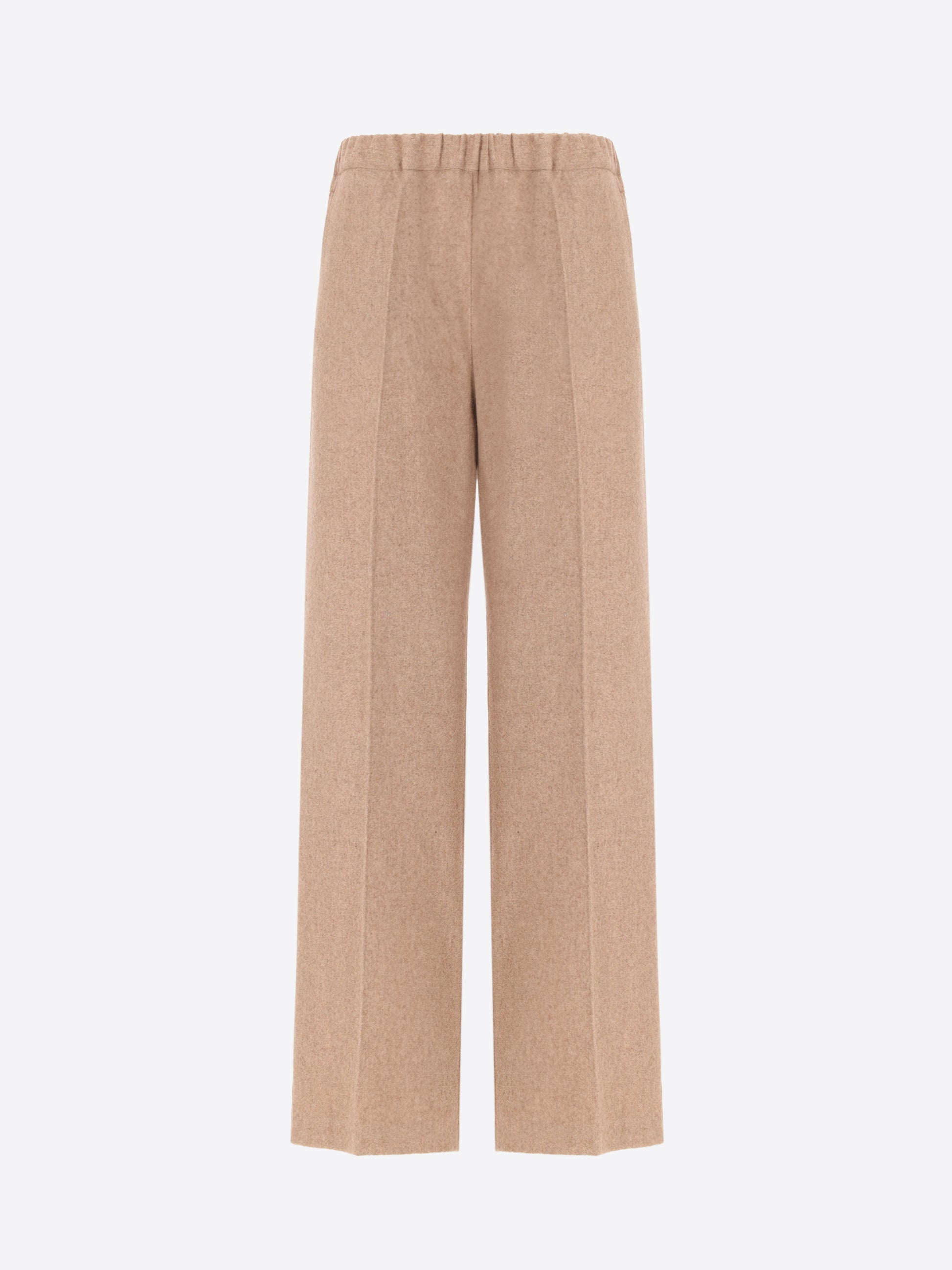 Elastic Relax Trousers in Wool-Blend Flannel Melange Castle - Woman