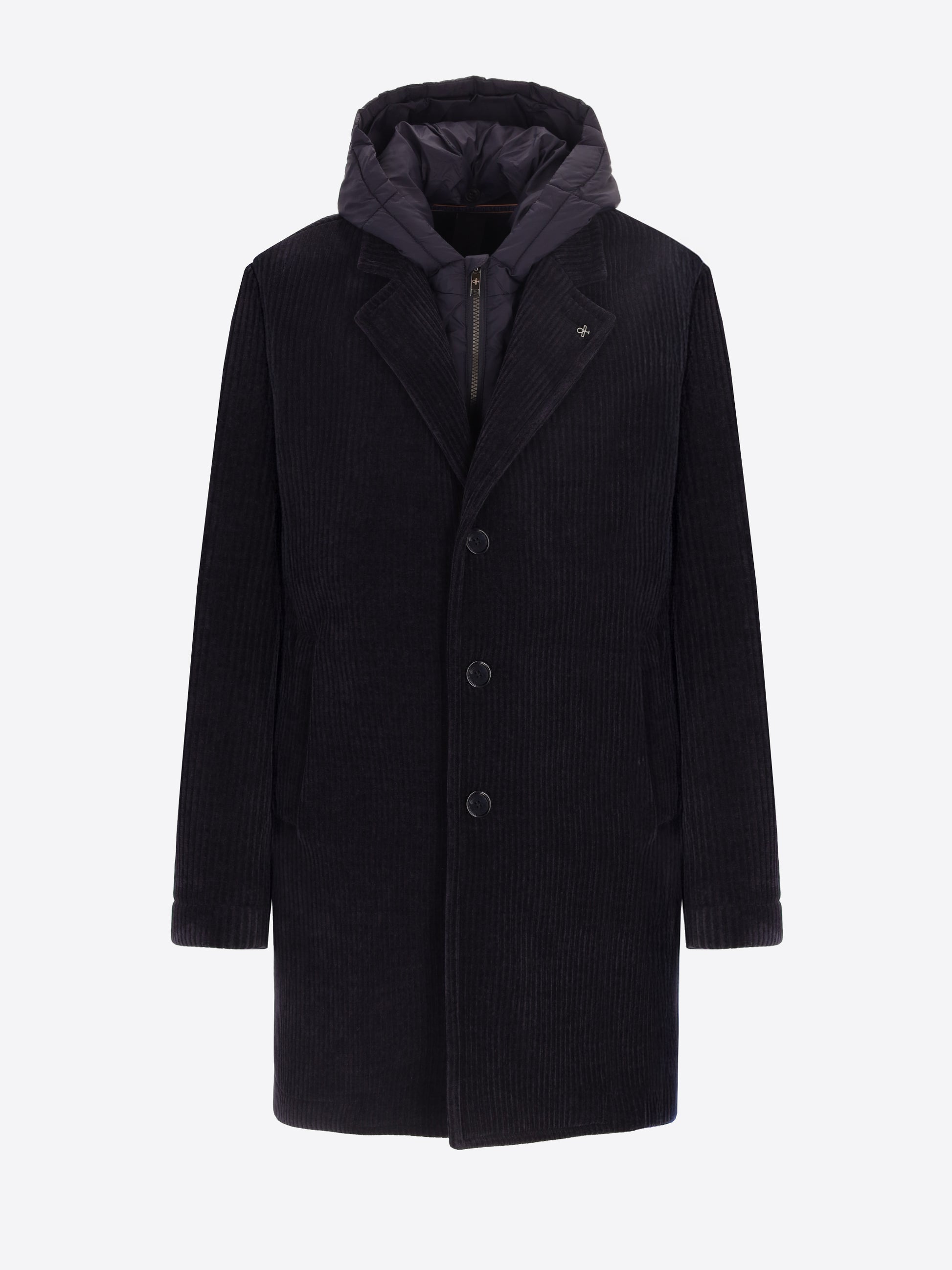 French Rib Corduroy Coat With Detachable Hood Alba