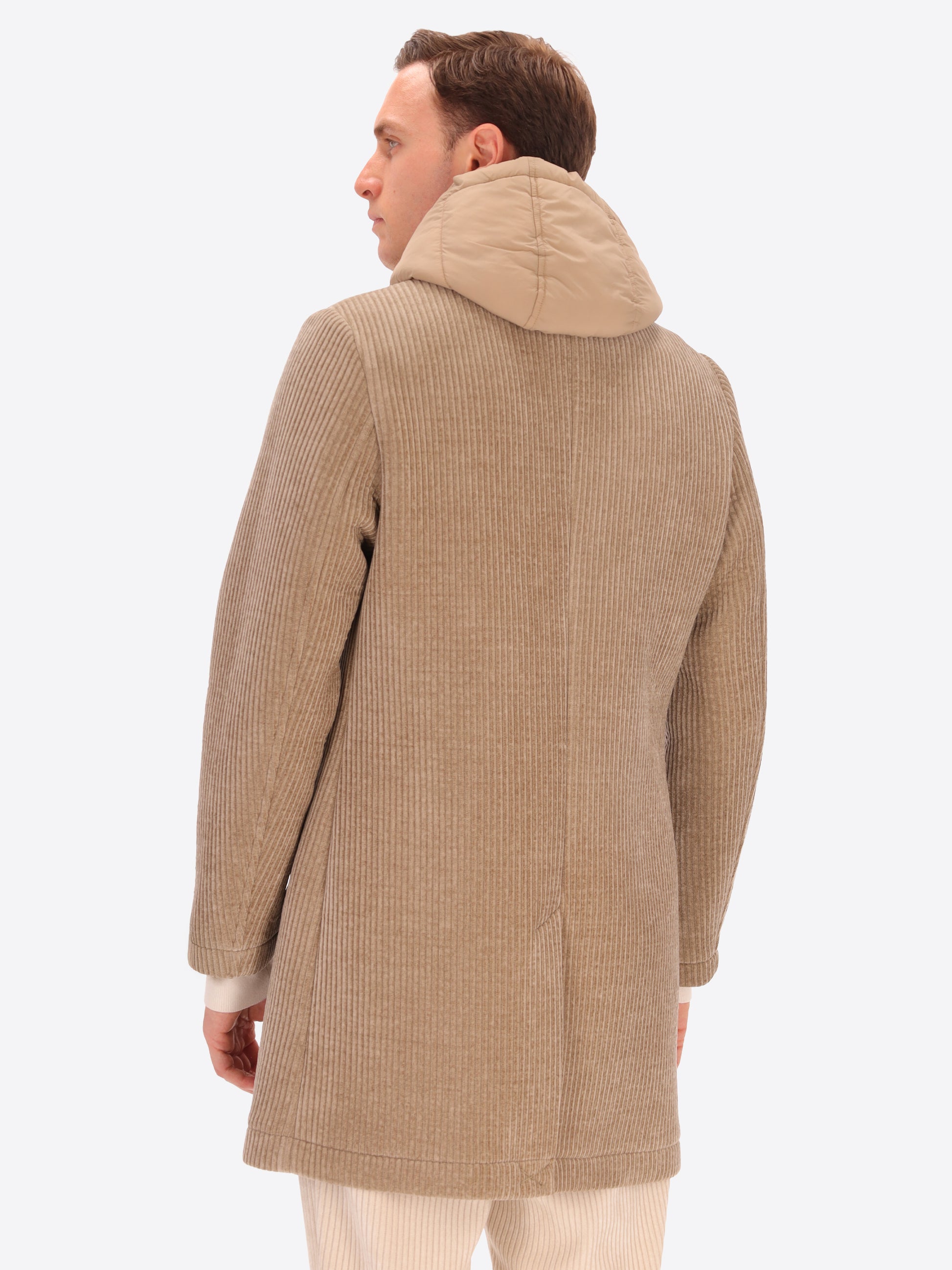French Rib Corduroy Coat With Detachable Hood Alba