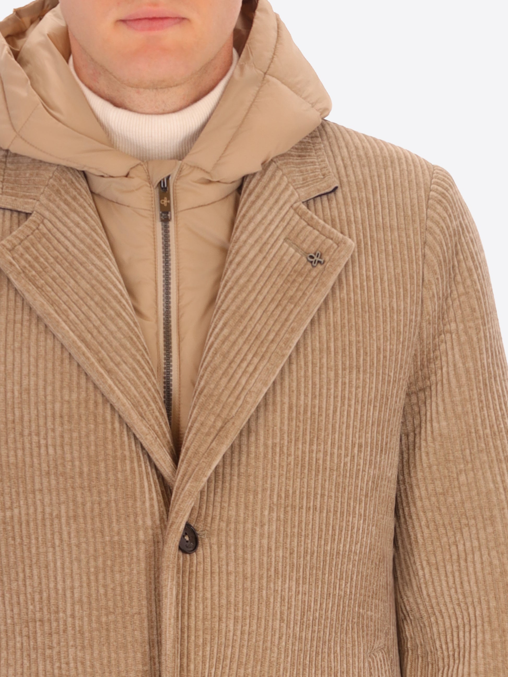 French Rib Corduroy Coat With Detachable Hood Alba