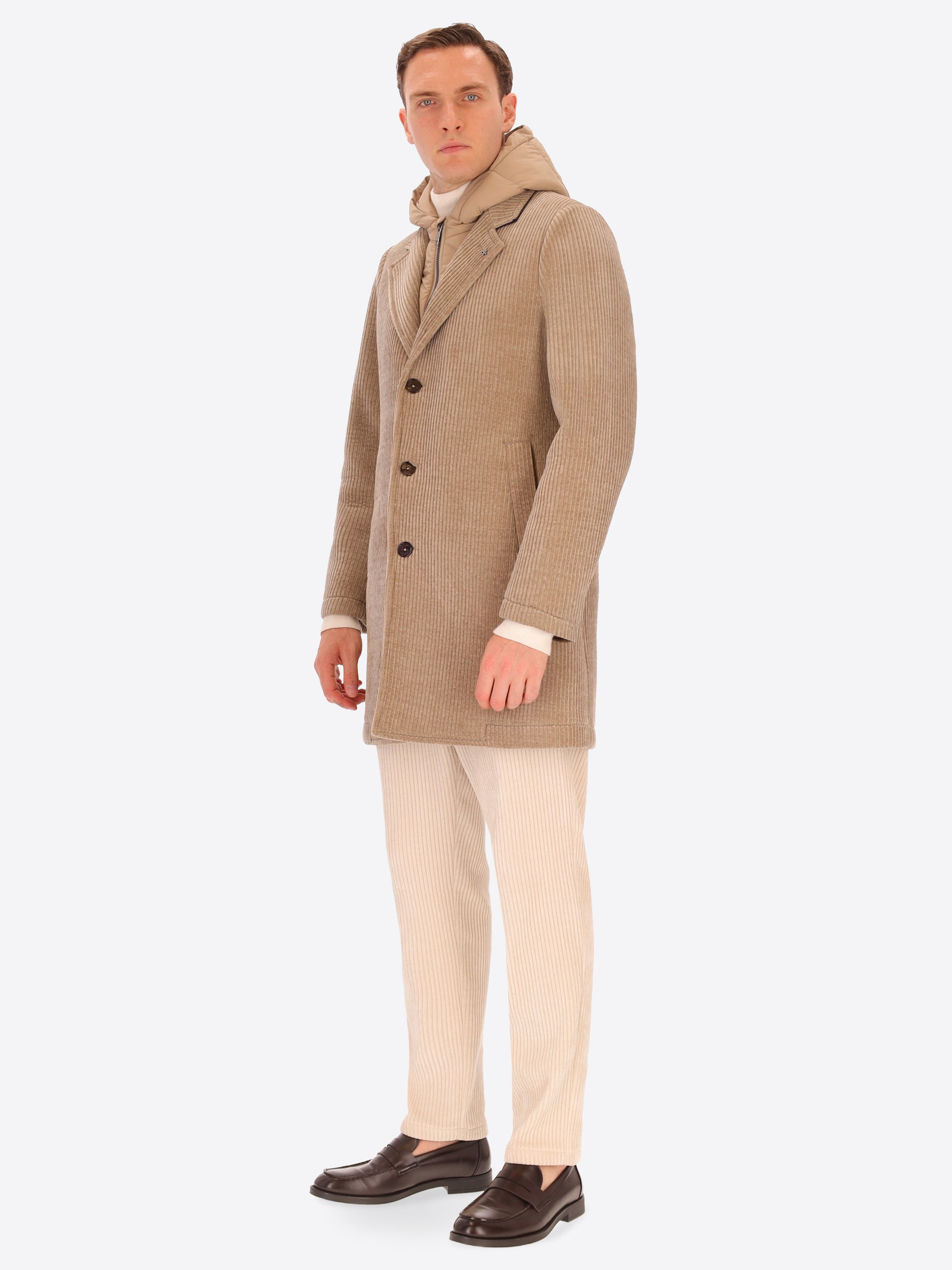 French Rib Corduroy Coat With Detachable Hood Alba