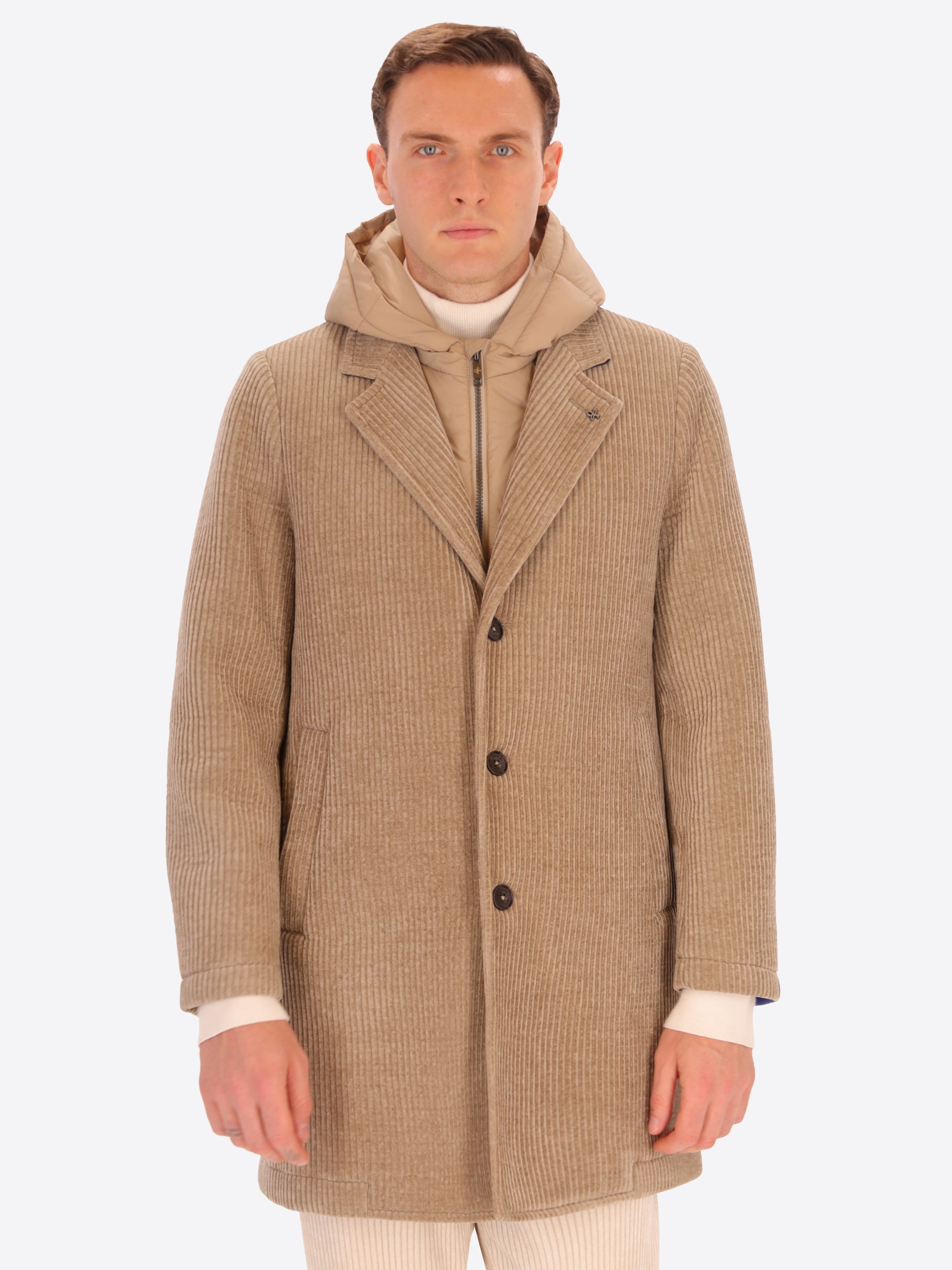 French Rib Corduroy Coat With Detachable Hood Alba