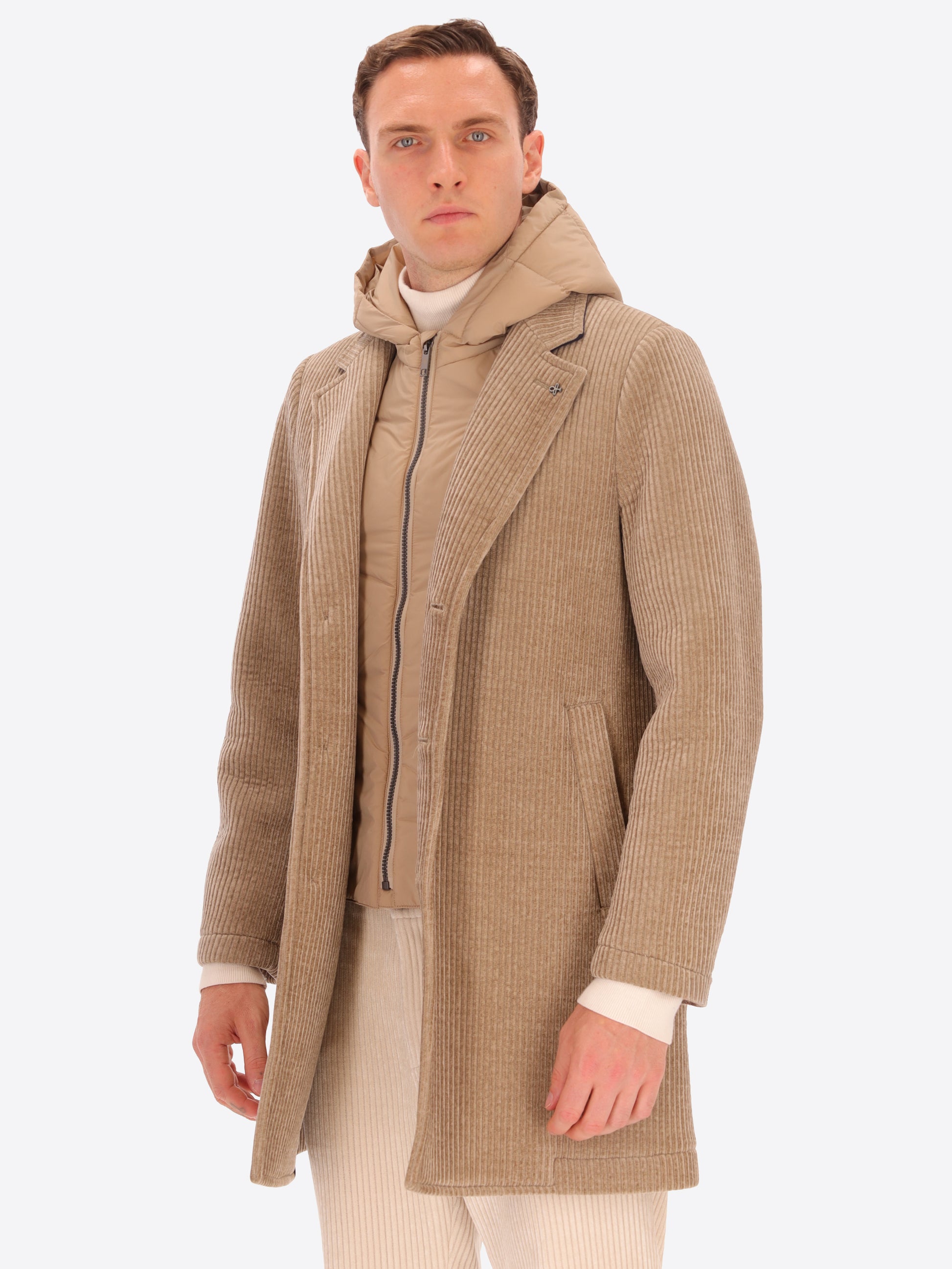 French Rib Corduroy Coat With Detachable Hood Alba