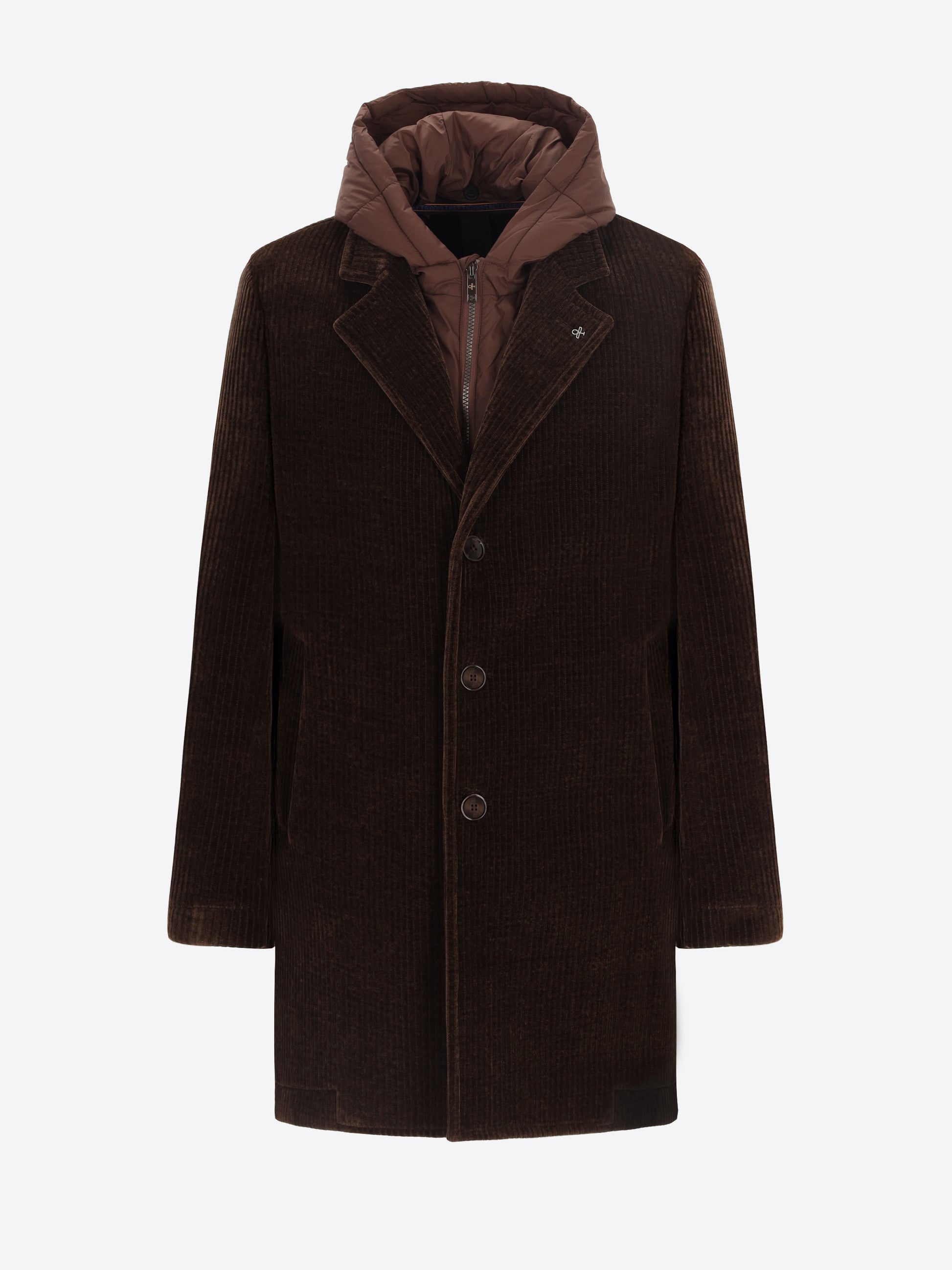 French Rib Corduroy Coat With Detachable Hood Alba