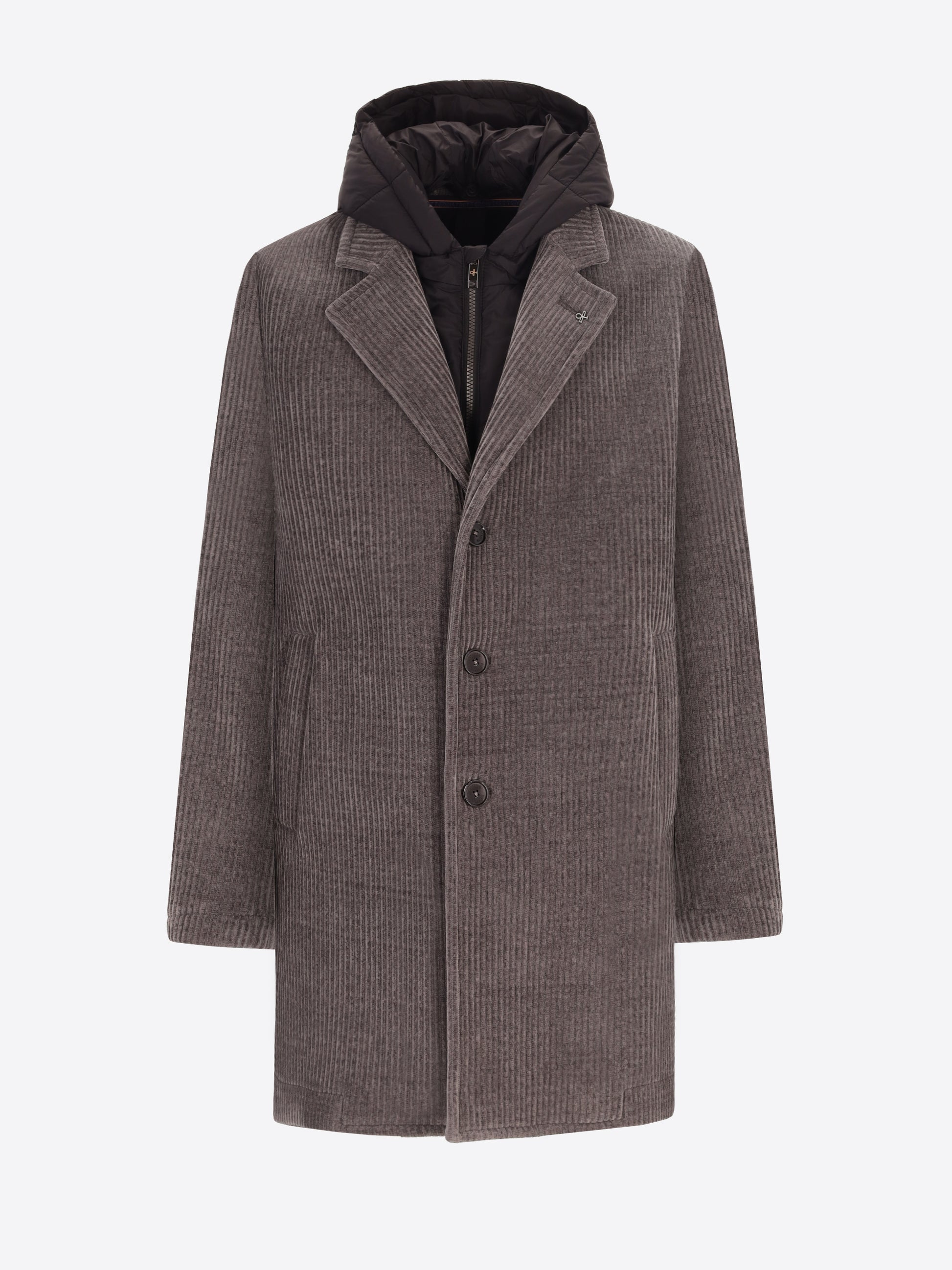 French Rib Corduroy Coat With Detachable Hood Alba