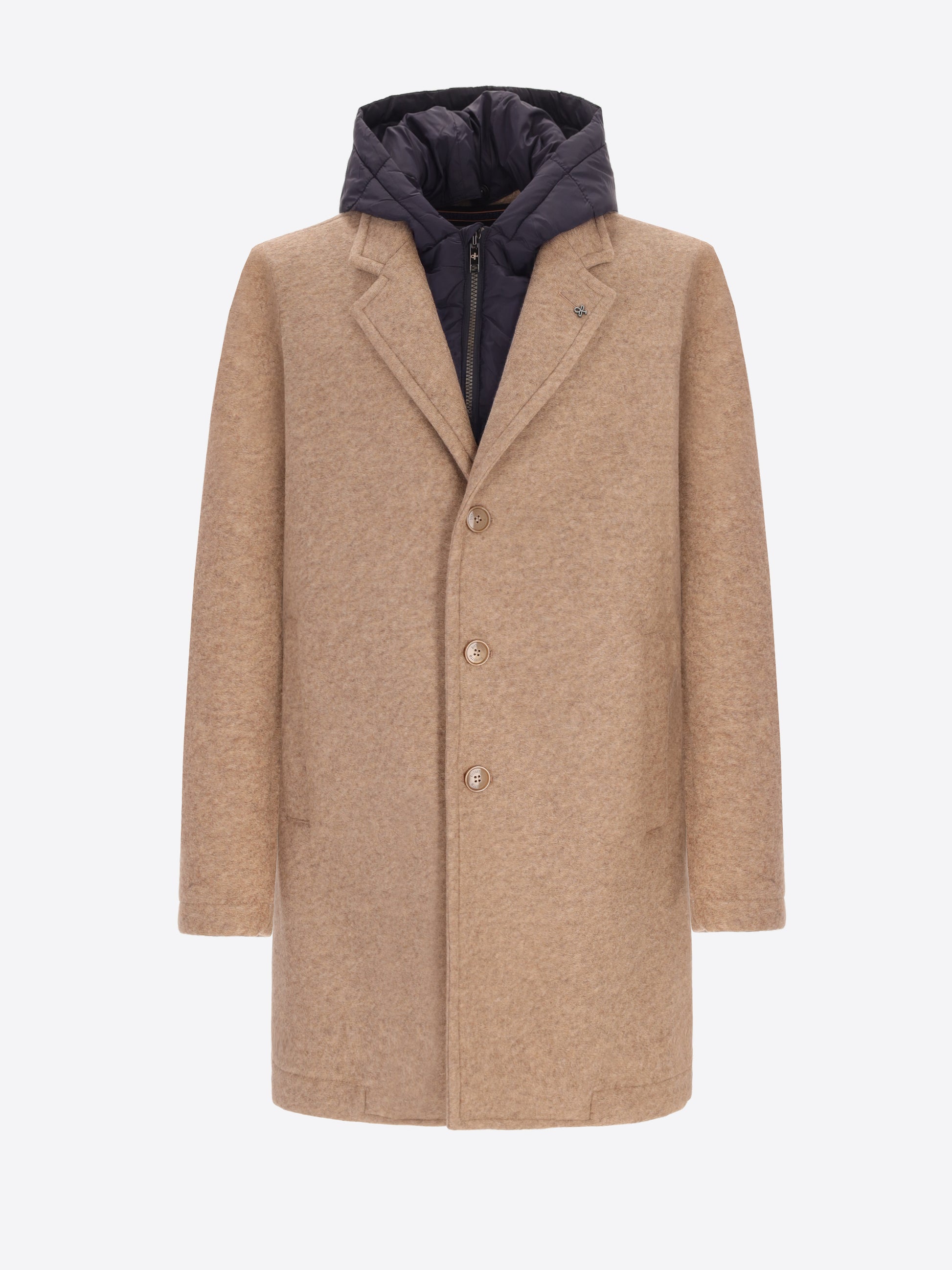 Cappotto Carlos In Lana Cotta Accoppiata Con Cappuccio Staccabile