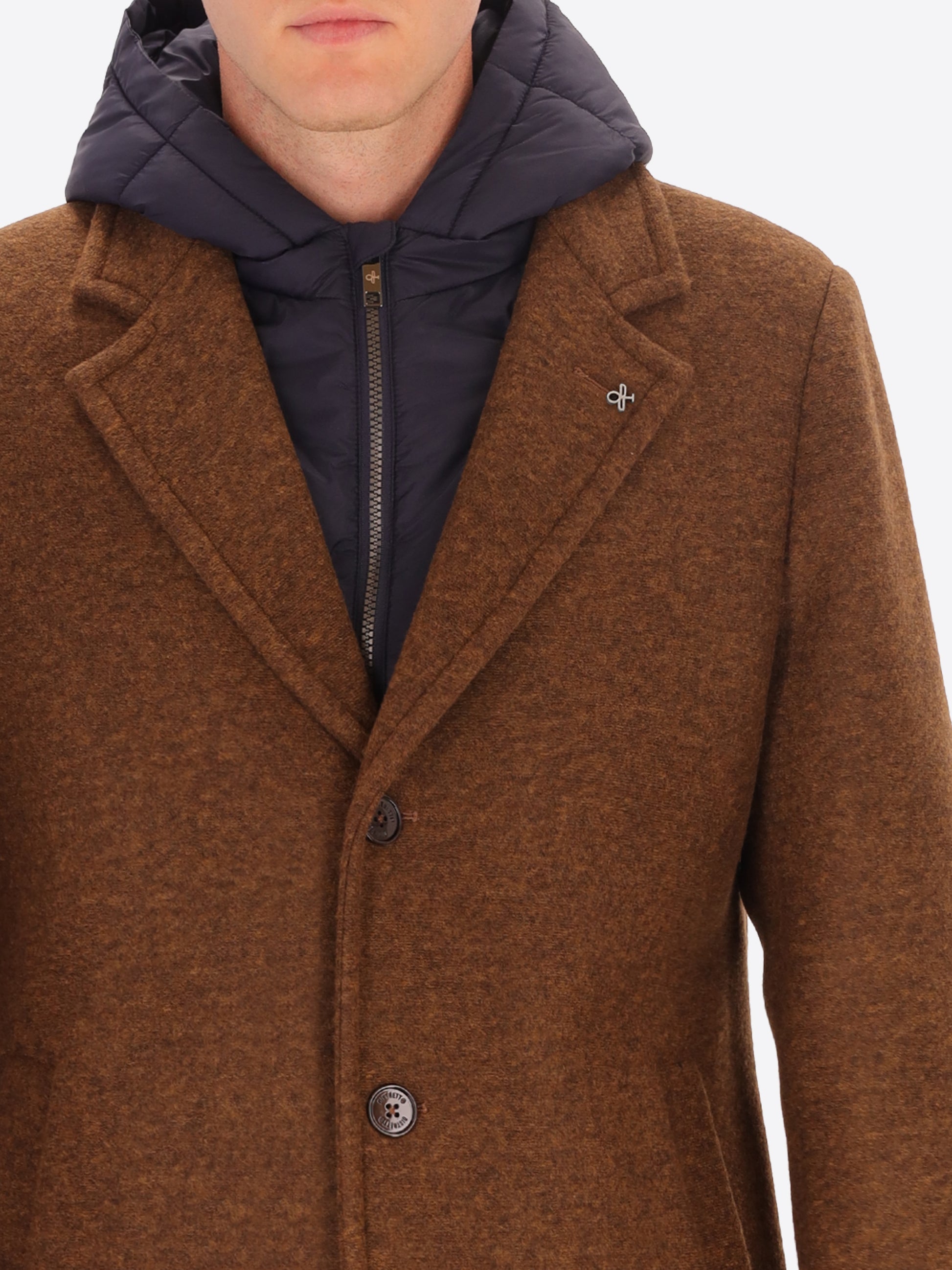 Cappotto Carlos In Lana Cotta Accoppiata Con Cappuccio Staccabile