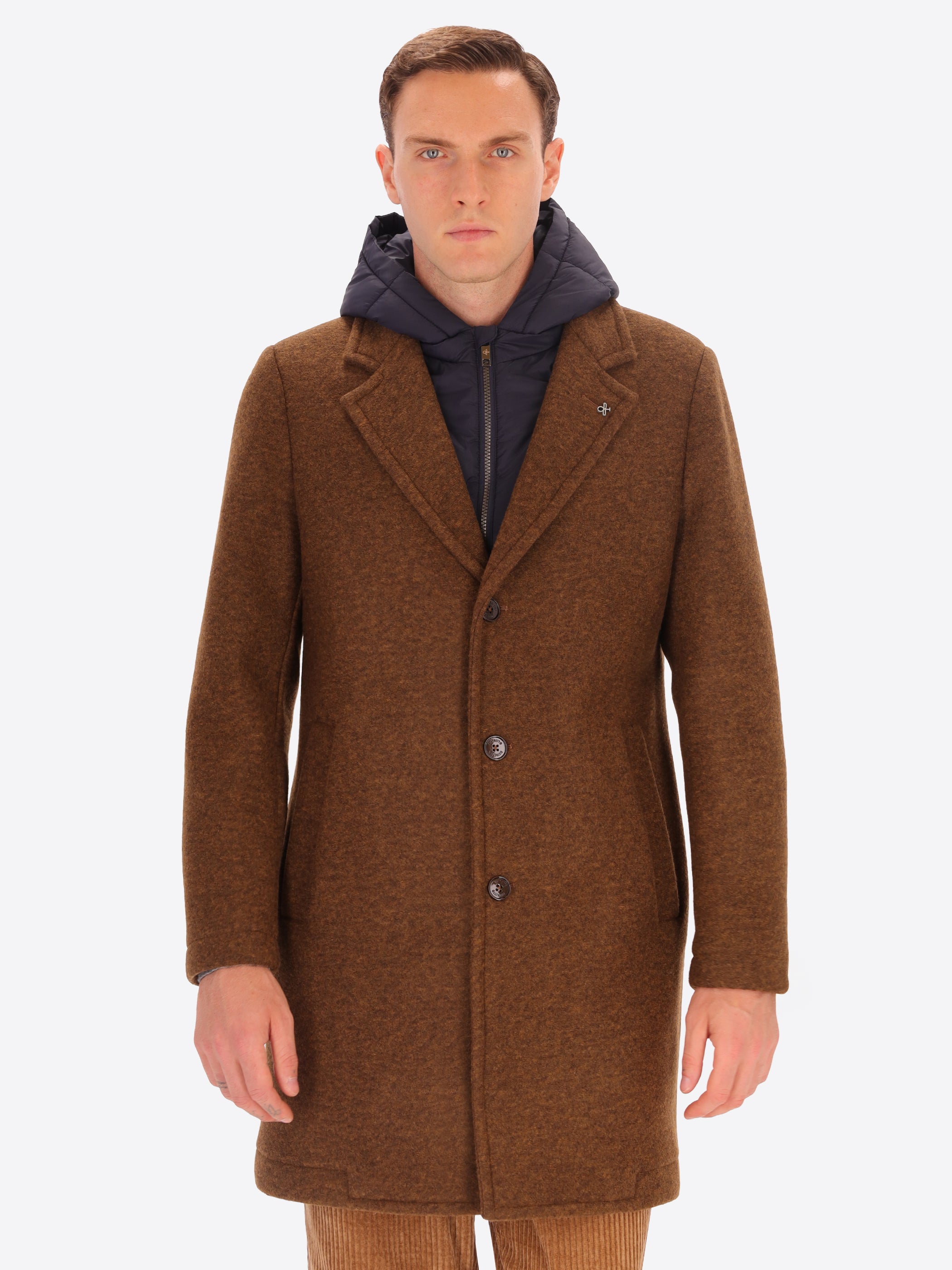 Bonded Boiled Wool Coat With Detachable Hood Carlos