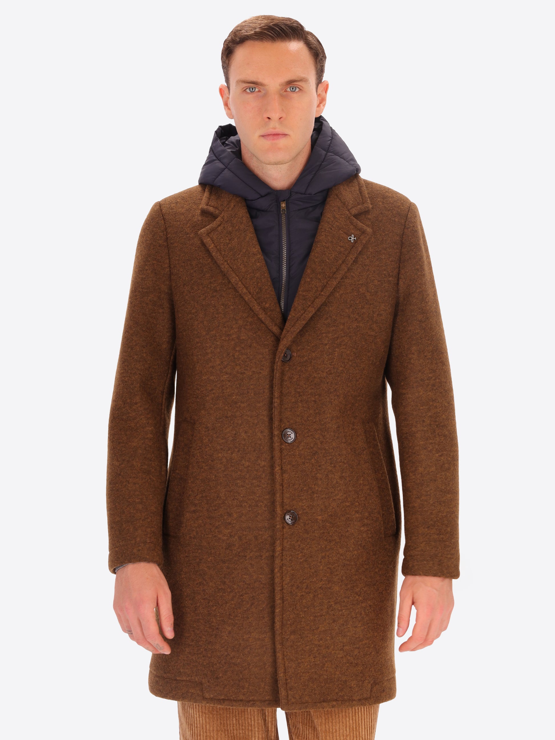 Cappotto Carlos In Lana Cotta Accoppiata Con Cappuccio Staccabile