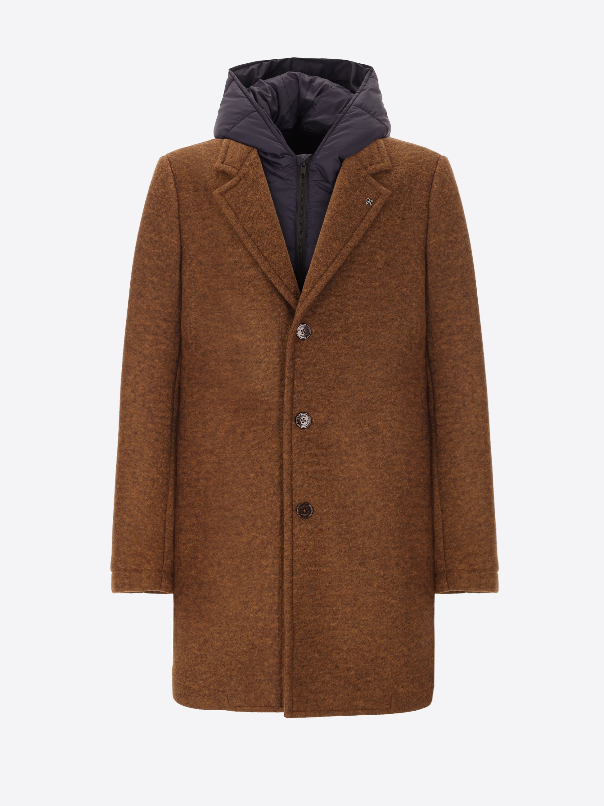 Cappotto Carlos In Lana Cotta Accoppiata Con Cappuccio Staccabile