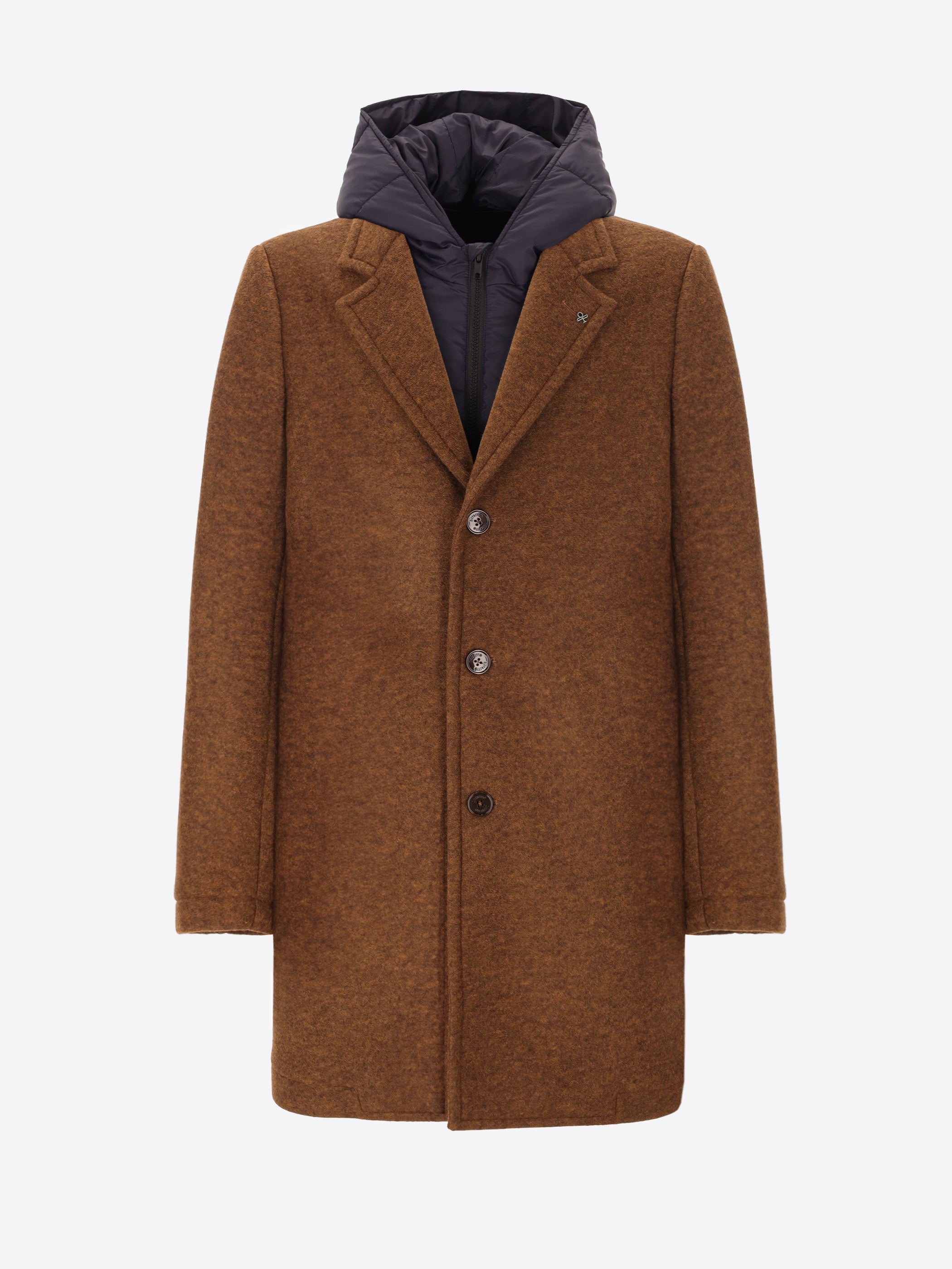 Cappotto Carlos In Lana Cotta Accoppiata Con Cappuccio Staccabile