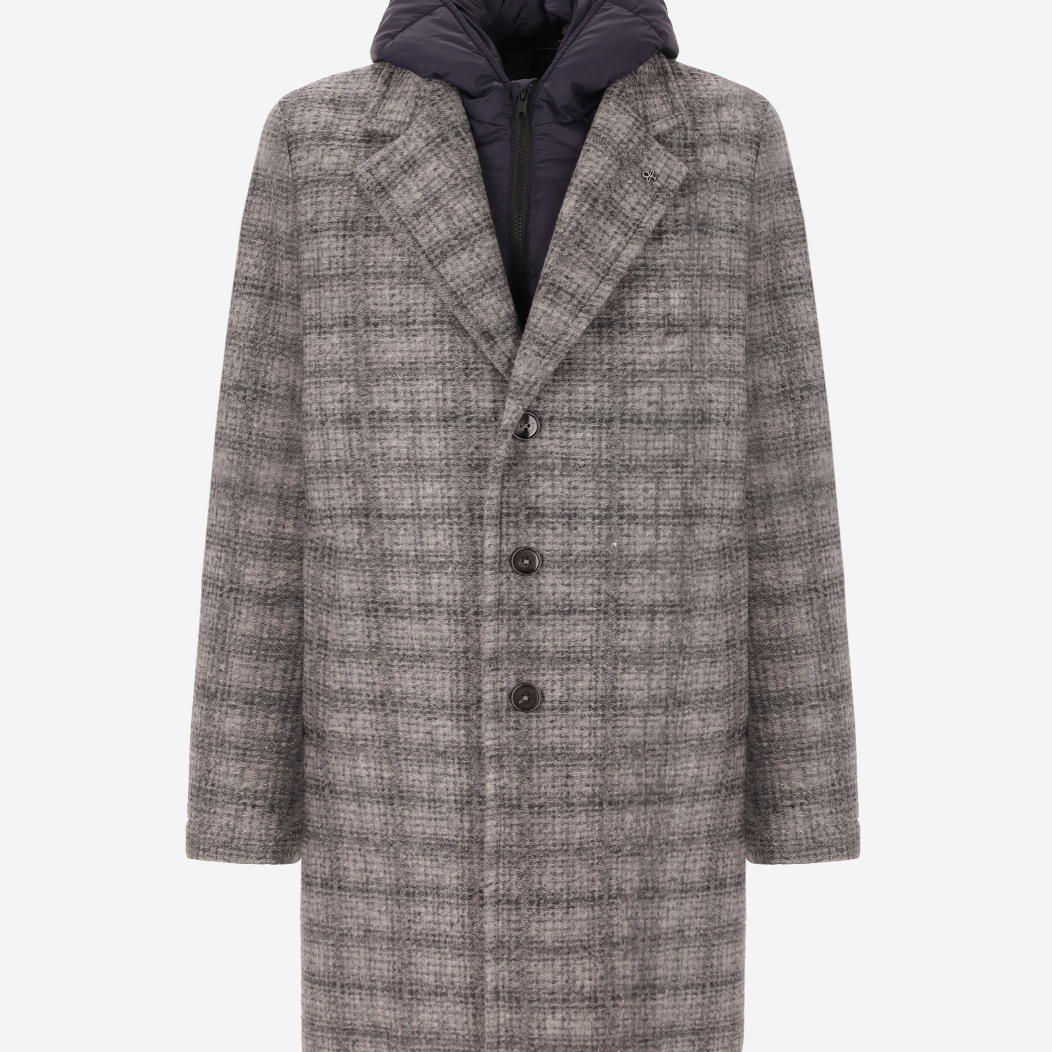 Leeds Mantel aus Walkwolle mit Tartan-Muster und Abnehmbarem Kapuzen-Einsatz