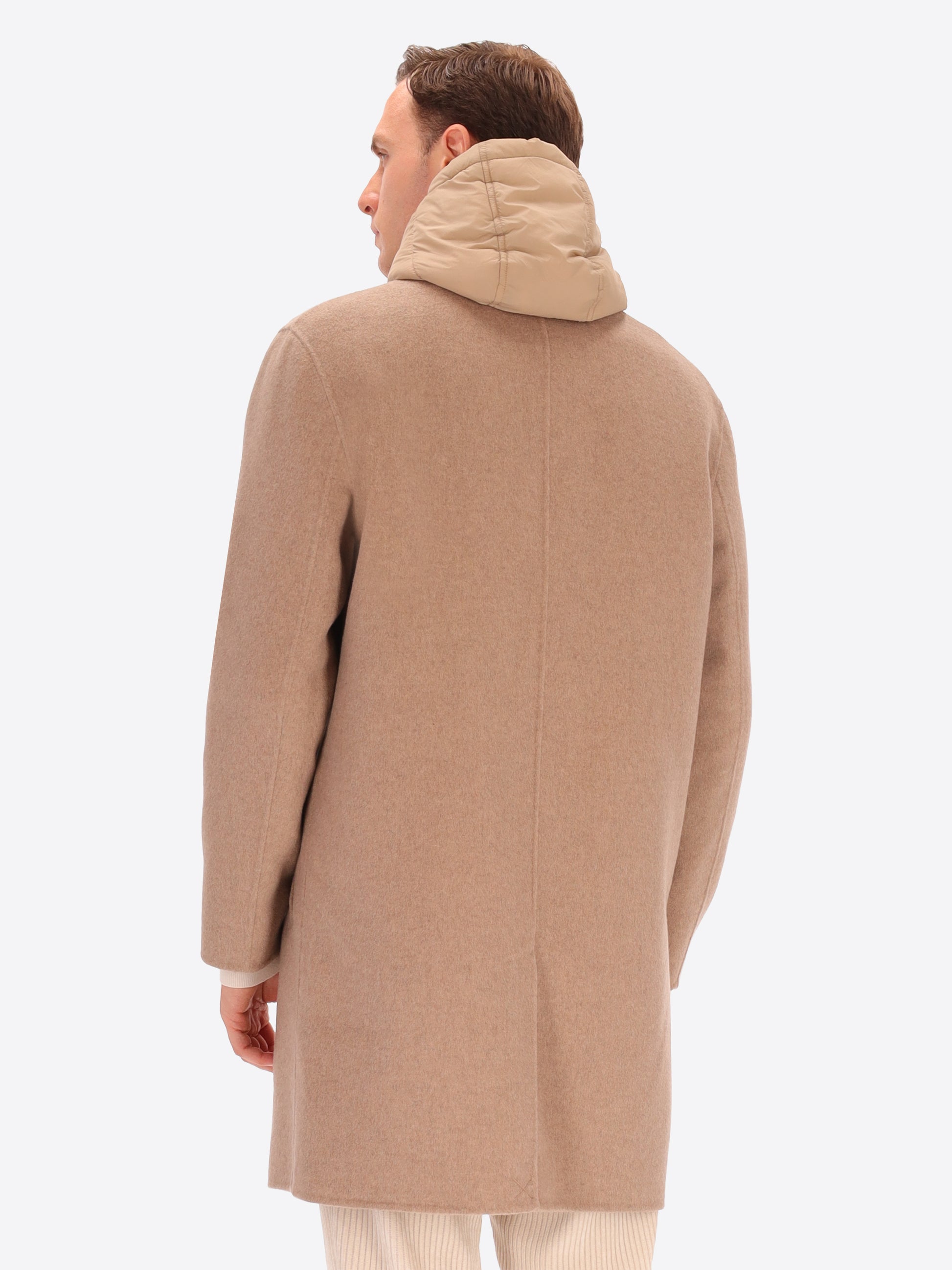Cappotto Essex in Tessuto Double Misto Lana con Cappuccio Staccabile
