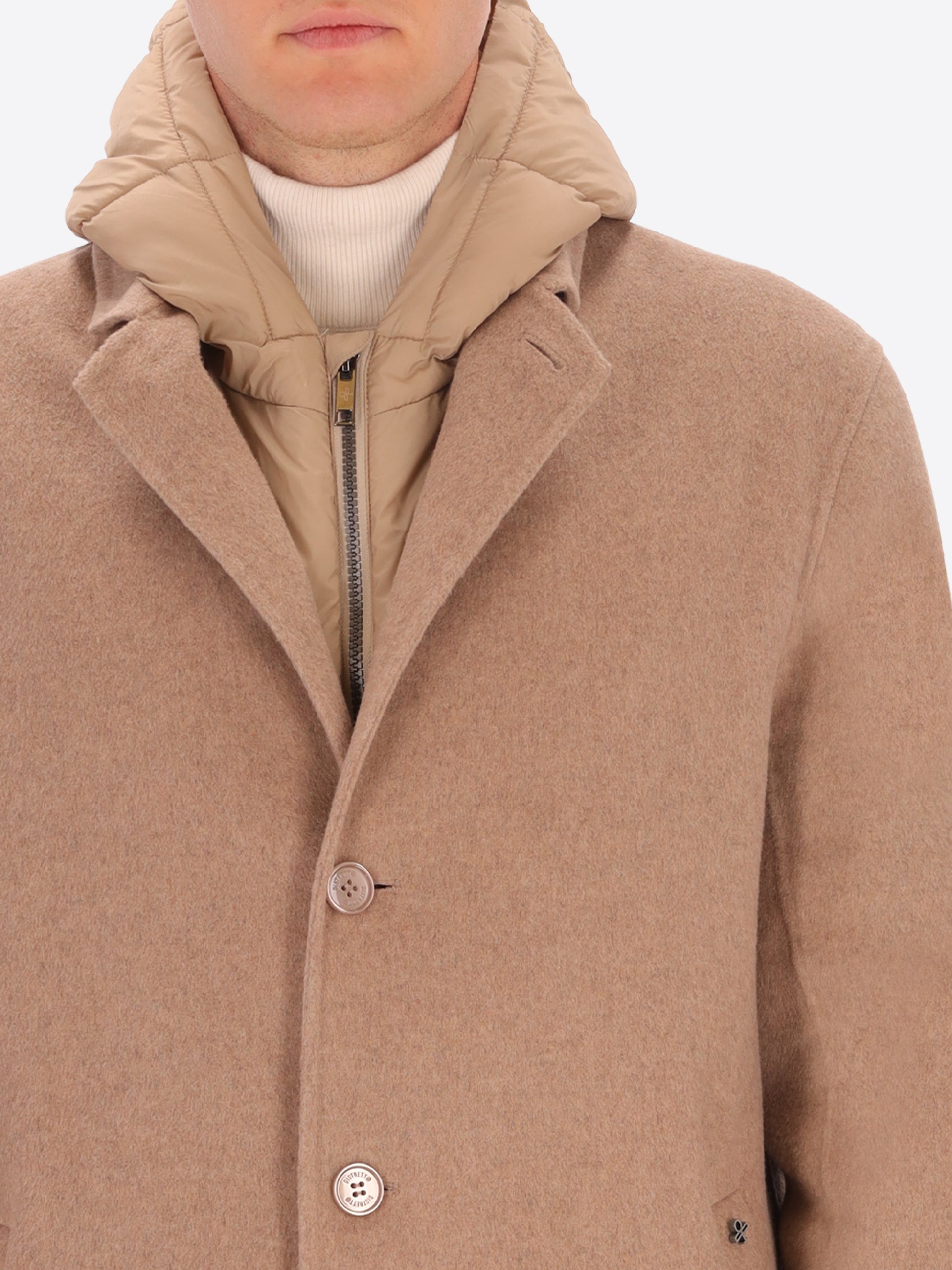 Cappotto Essex in Tessuto Double Misto Lana con Cappuccio Staccabile