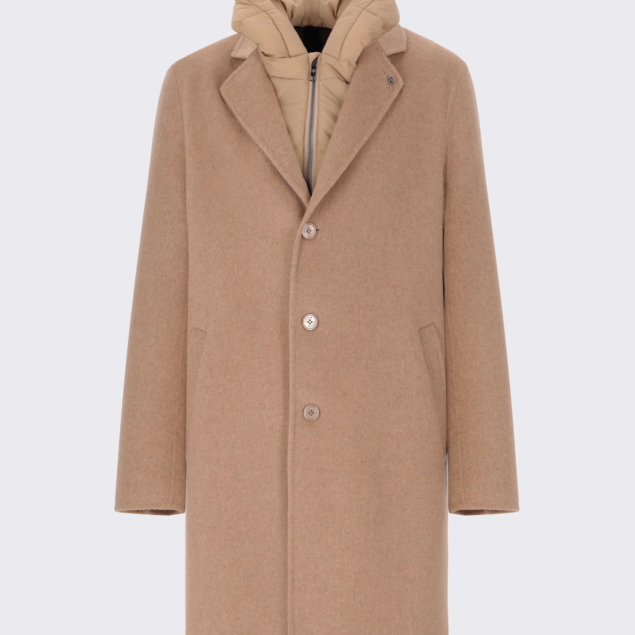 Cappotto Essex in Tessuto Double Misto Lana con Cappuccio Staccabile