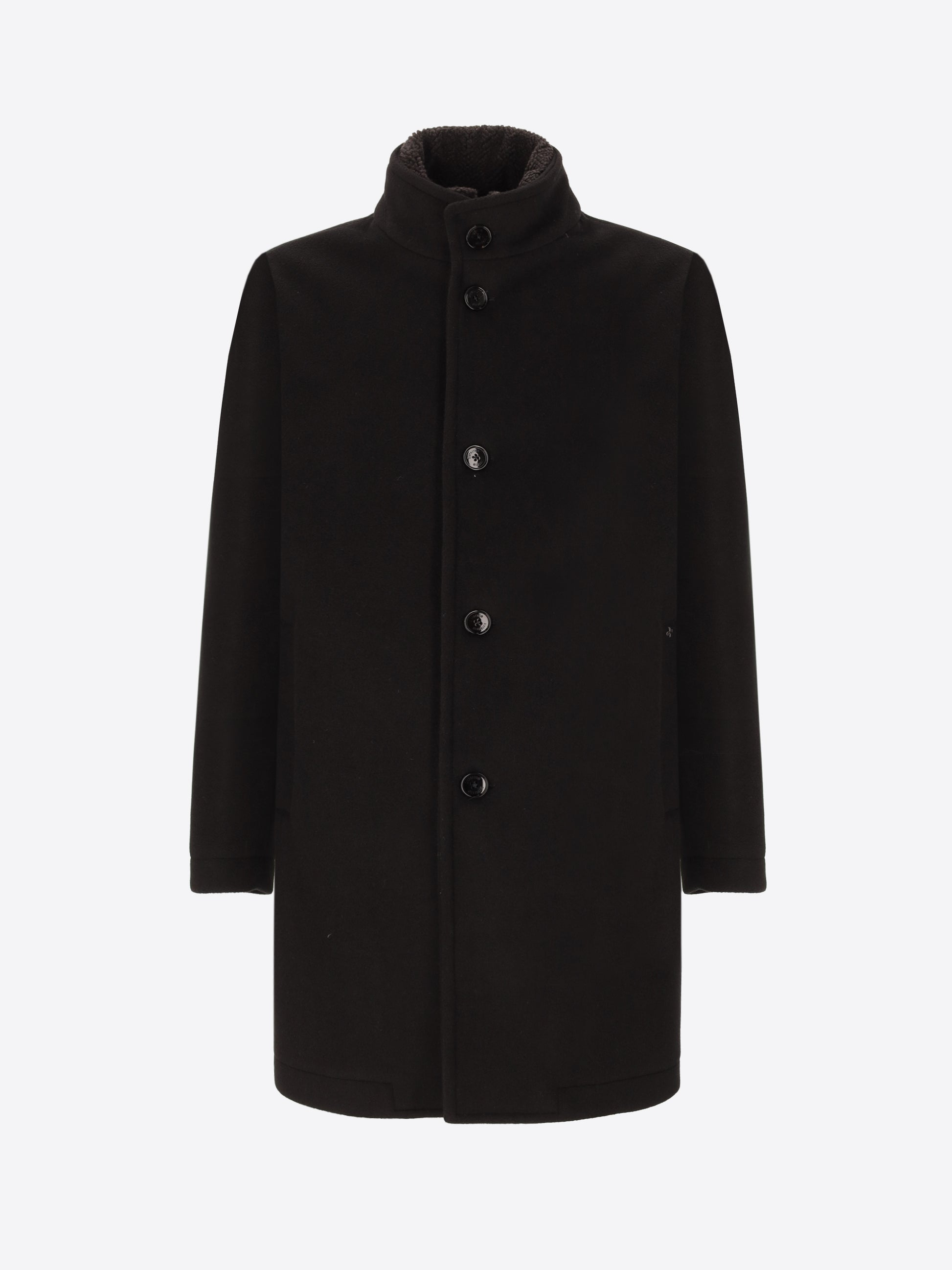 Super-Comfort Wool-Blend Coat Manchester with Detachable High-Collar Insert